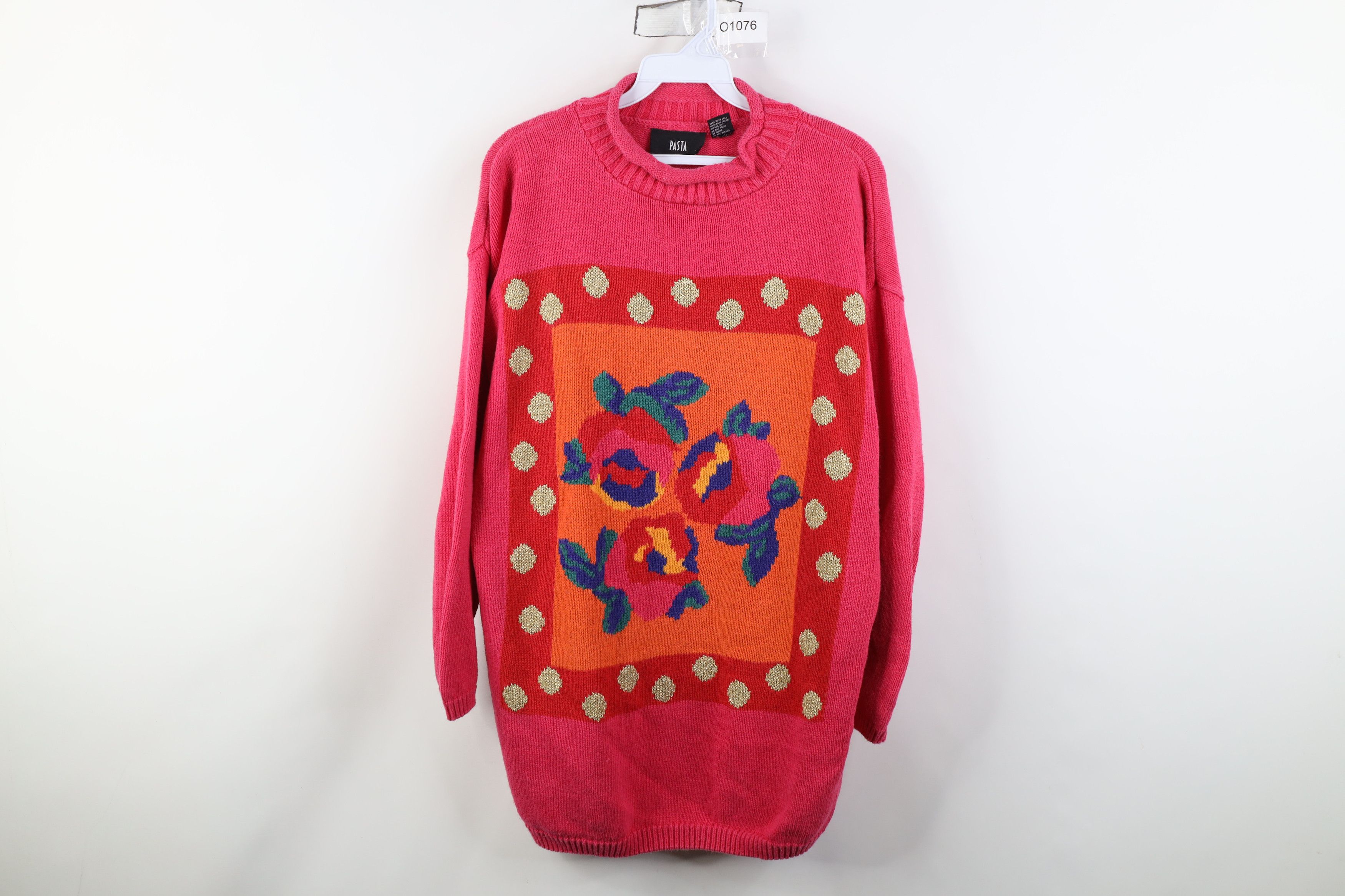 Vintage Vintage 90s Streetwear Flower Marled Knit Sweater Pink Size M / US 6-8 / IT 42-44 - 1 Thumbnail