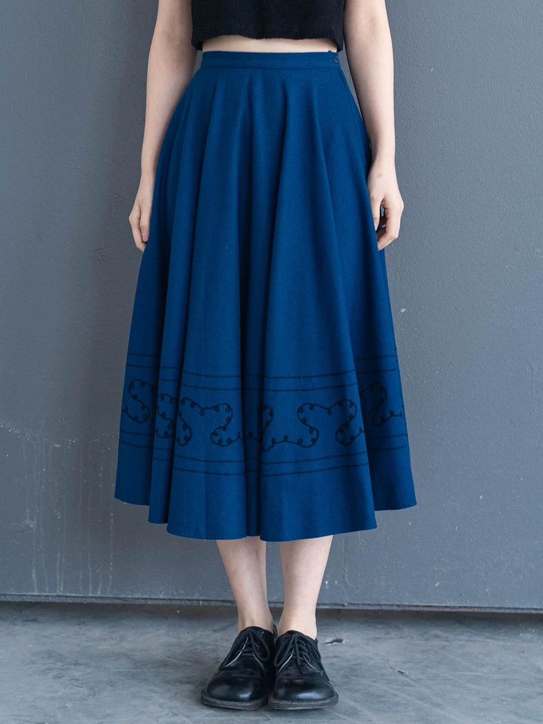 Kenzo KENZO Blue wool embroidered half dress Size 24" / US 00 / IT 34 - 7 Thumbnail