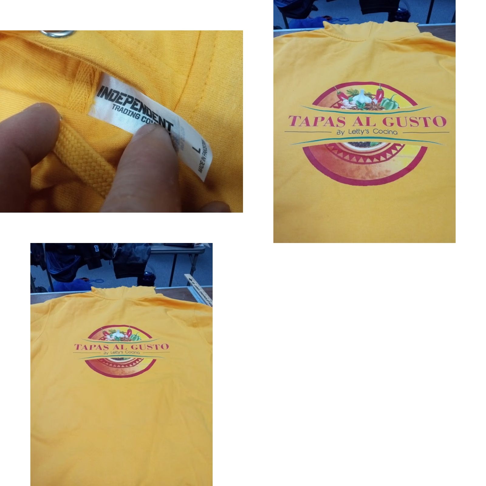 Vintage Spread Love Hoodie Unisex Adults L Yellow Graphic Print Pullover 42" X 30" New Independent Trading Co. Size US L / EU 52-54 / 3 - 8 Thumbnail