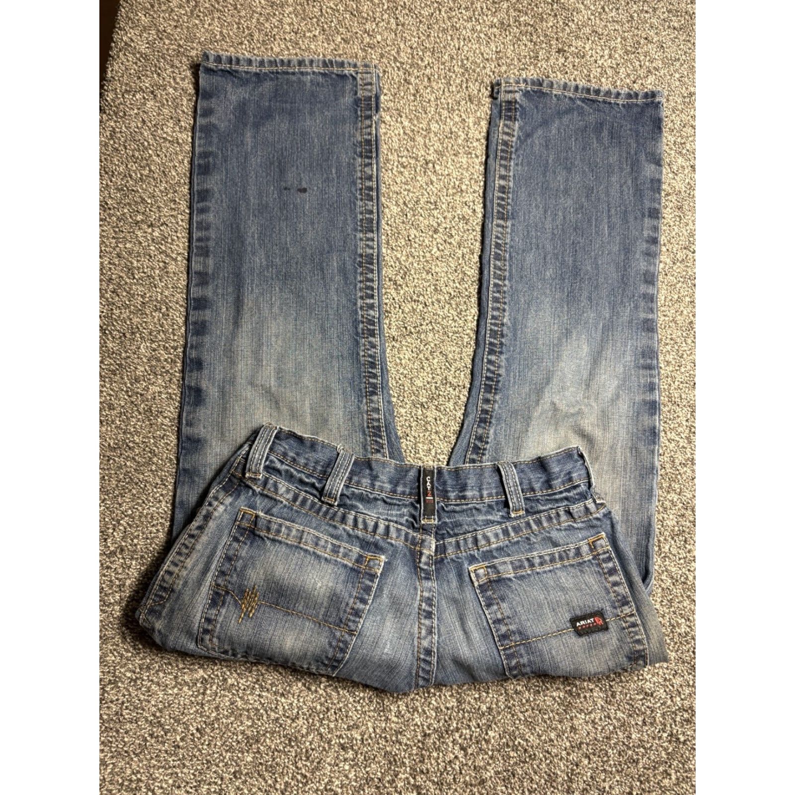 Ariat Ariat Jeans Mens 30x29 Blue Relaxed Boot Cut Distressed Western Denim M4 Size US 30 / EU 46 - 2 Thumbnail