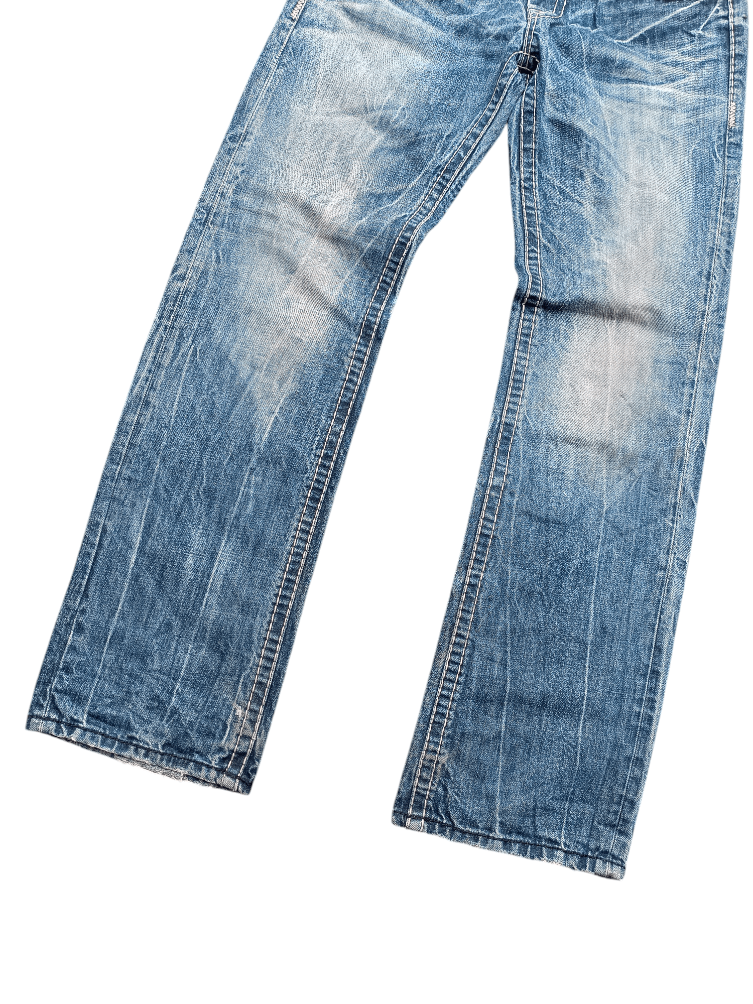 Japanese Brand Buckaroo Whiskers Faded Distressed Flared Jeans Size US 31 - 6 Thumbnail