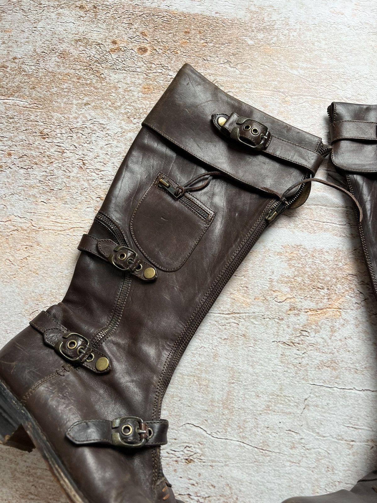 Japanese Brand × Vintage Vintage insane leather multi pocket zipped belted boots Size US 7 / IT 37 - 3 Thumbnail