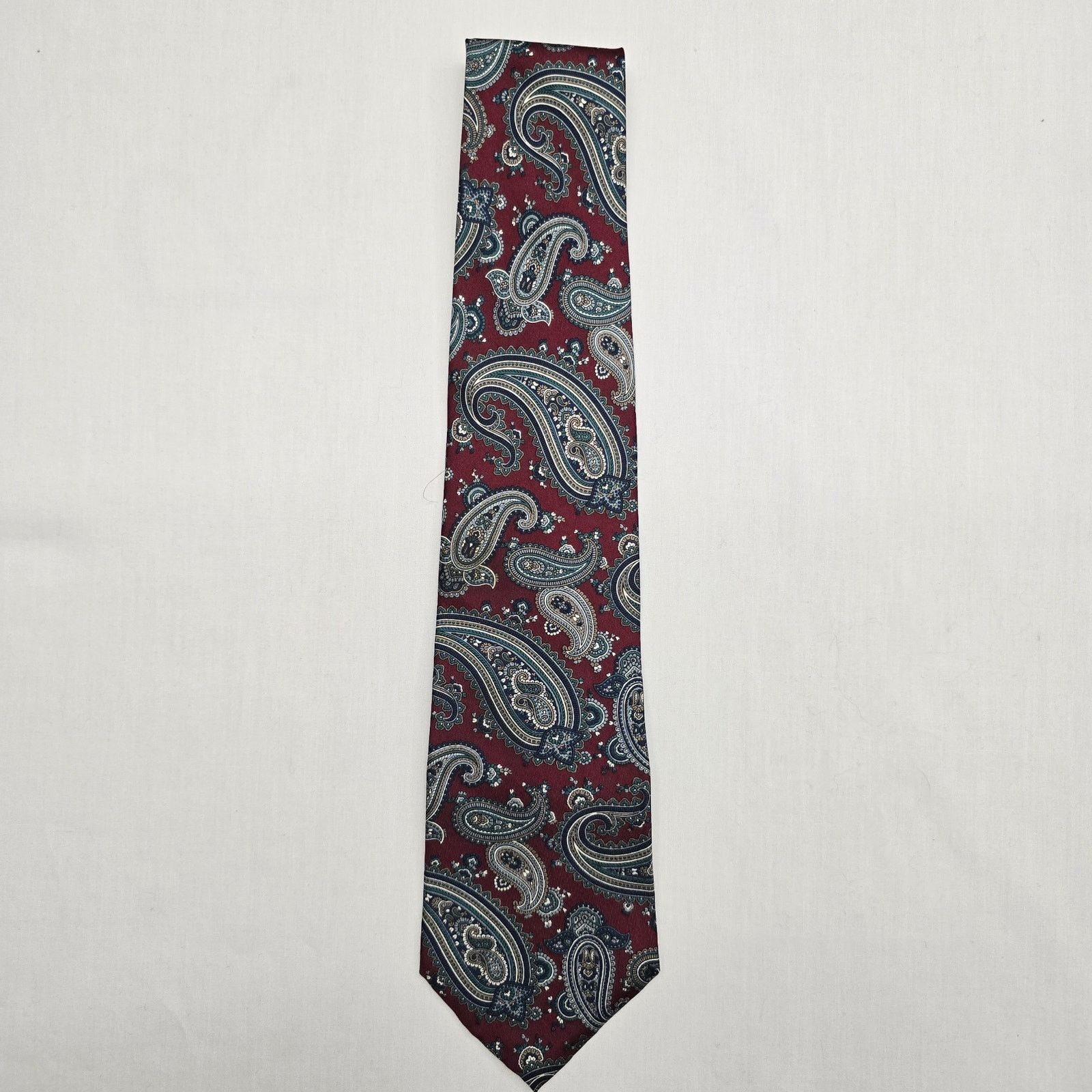 Ralph Marlin Vintage Wembley Paisley Mens Tie Burgundy 100% Silk Necktie Size ONE SIZE - 1 Thumbnail