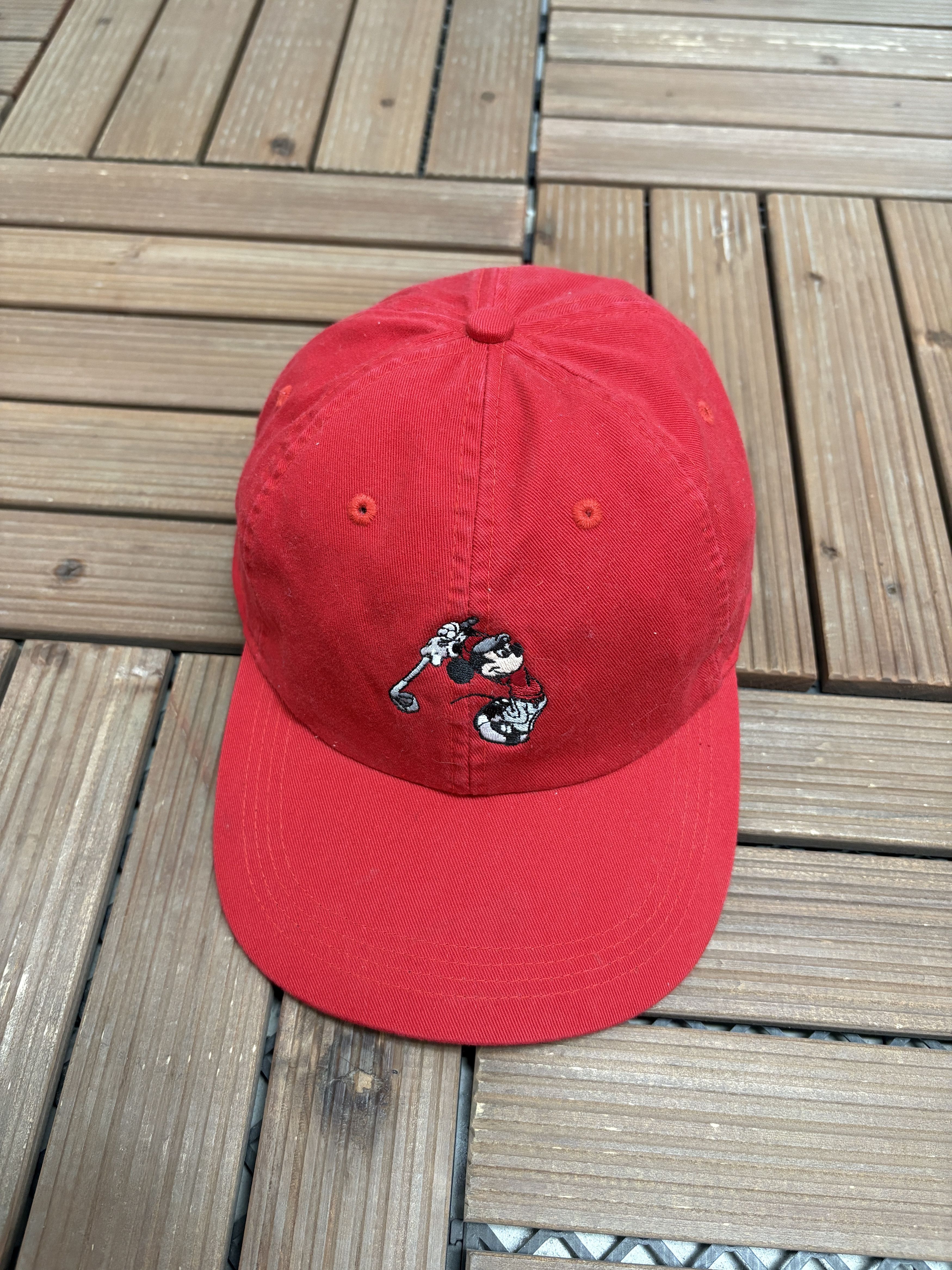 Vintage Mickey Mouse Golfer Vintage Red Strap Back Hat Cap Size ONE SIZE - 1 Thumbnail
