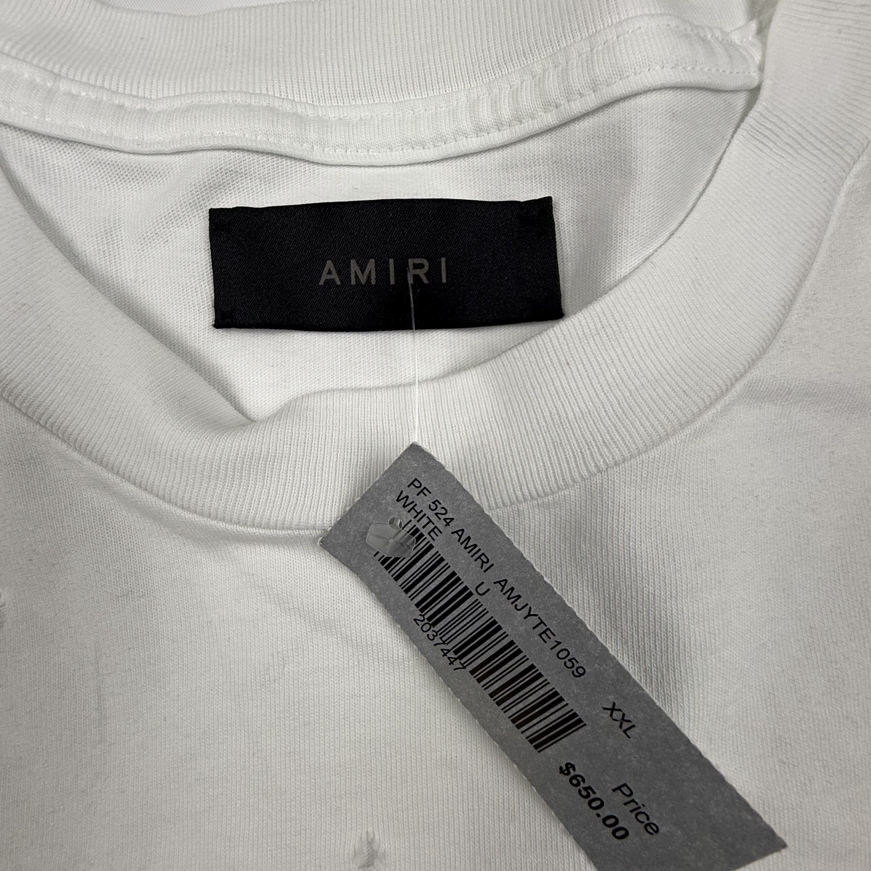 Amiri Amiri Shotgun Embroidered White Distressed Logo T-Shirt Size US XXL / EU 58 / 5 - 3 Thumbnail