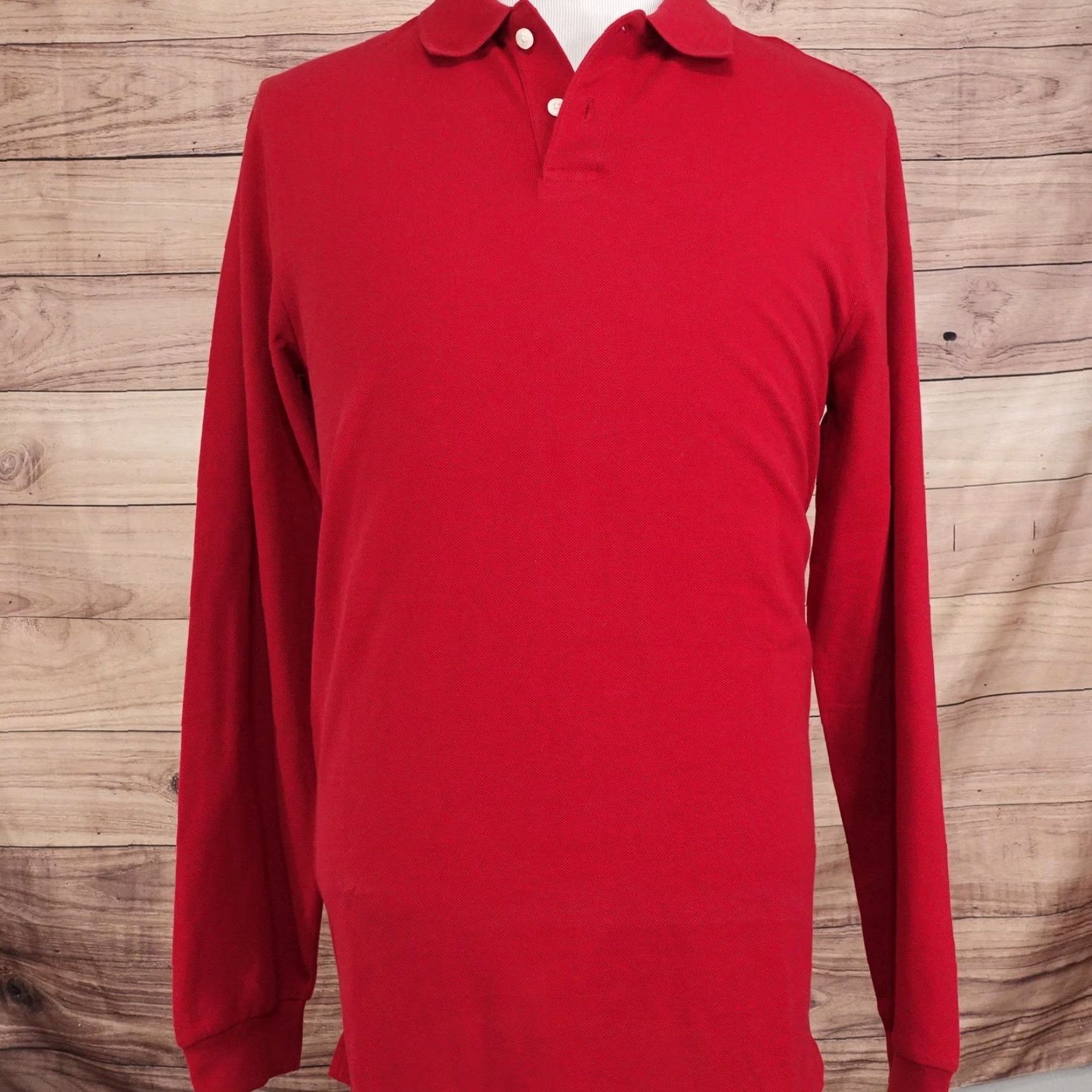 Gap Gap Polo Shirt LT Red Long Sleeve Pique Knit Cotton Tall Solid Casual Mens Size US L / EU 52-54 / 3 - 3 Thumbnail