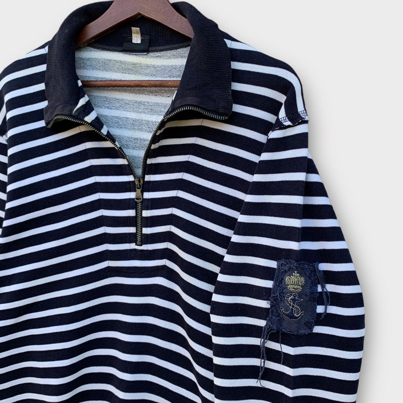 Dolce & Gabbana Dolce & Gabbana Half Zipper Lampo Stripe Sweatshirt Navy Size M / US 6-8 / IT 42-44 - 3 Thumbnail