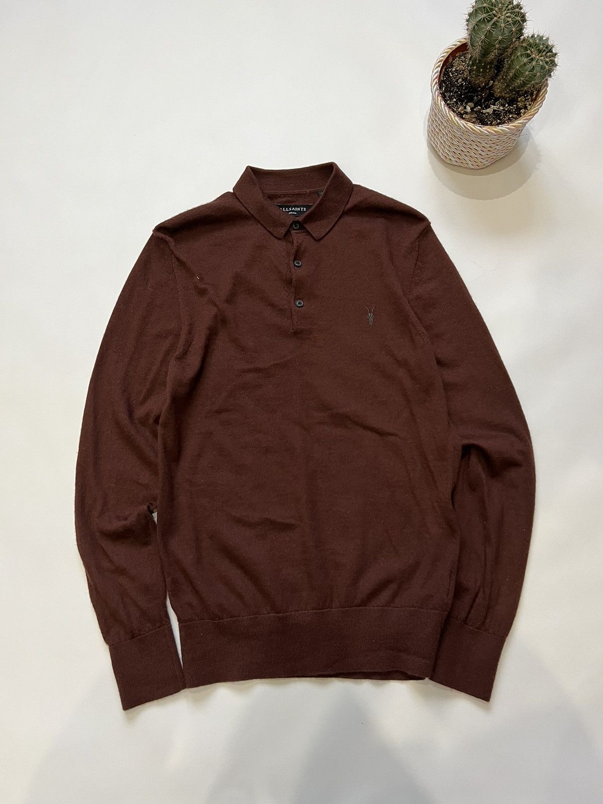Allsaints Allsaints Red Cherry Merino Polo Shirt Sweater Size US S / EU 44-46 / 1 - 1 Thumbnail