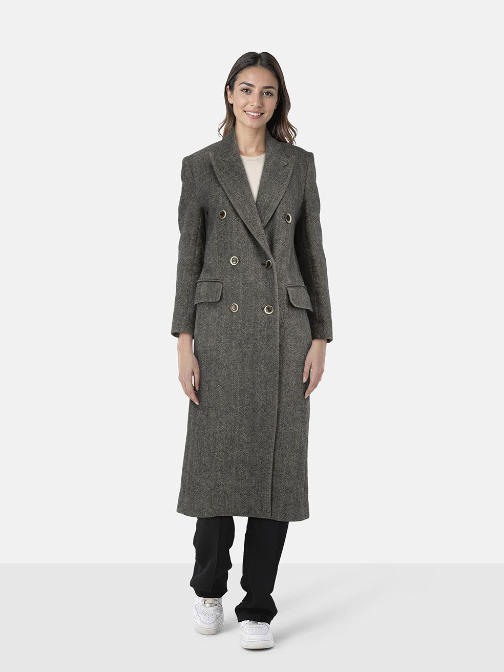 Sportmax Grey Wool Double Breasted Coat Size XS / US 0-2 / IT 36-38 - 1 Thumbnail