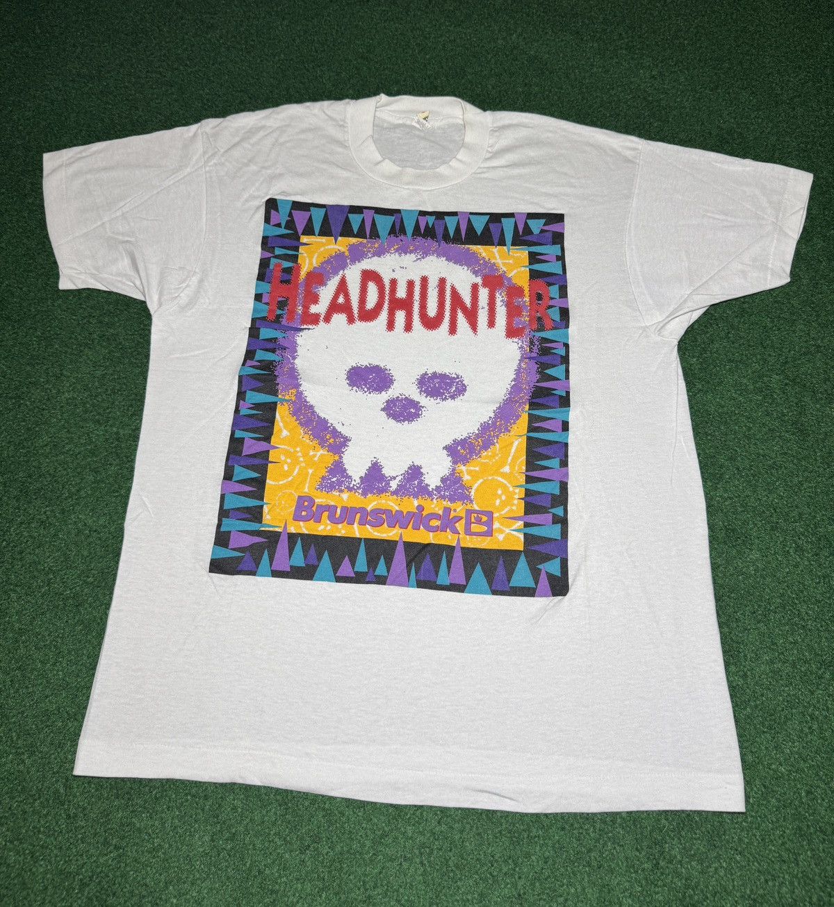 Vintage Head Hunter New Brunswick Bowling Ball Skull T Shirt