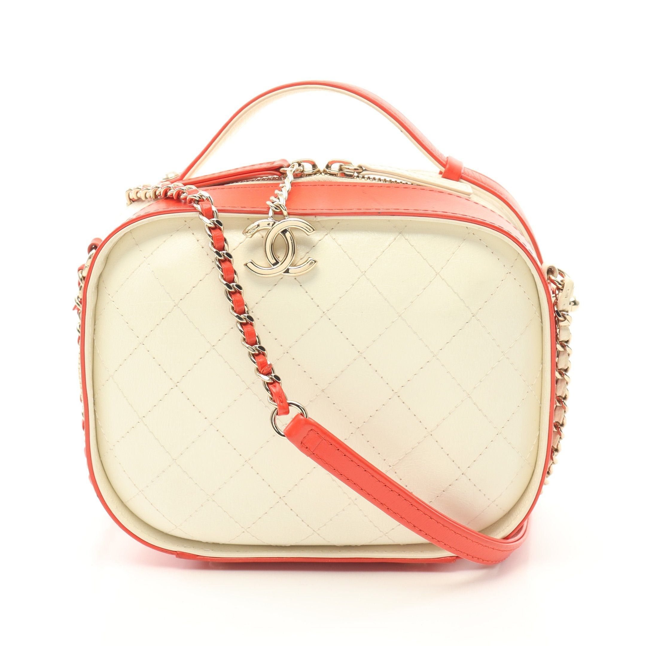 Chanel Chanel Chain Shoulder Bag Leather Off White Red Gold Hardware Size ONE SIZE - 1 Thumbnail