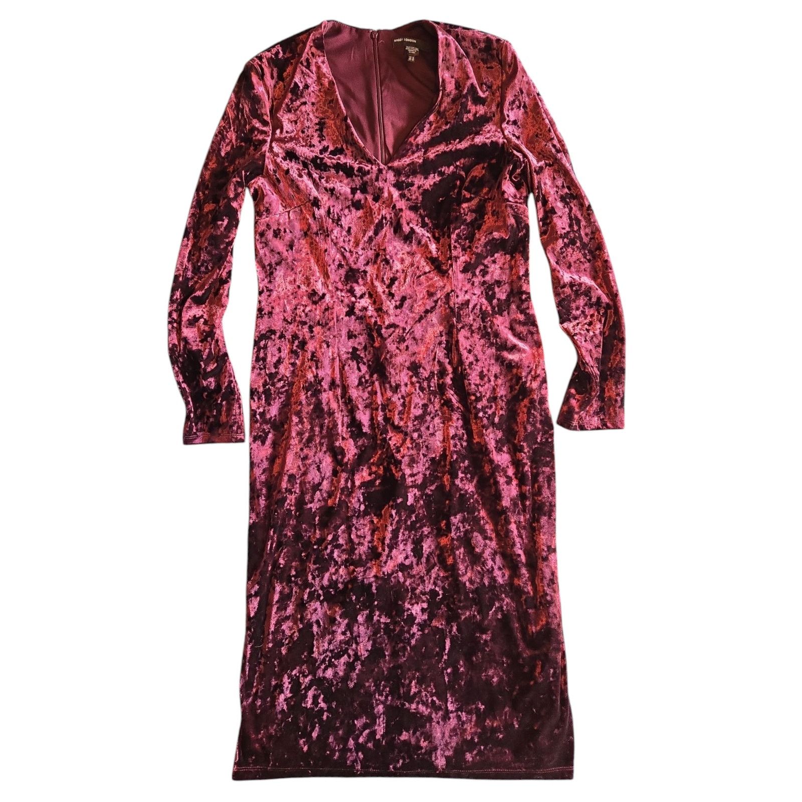 MAGGY LONDON Maggy London | Burgundy Crushed Velvet Dress | Size 14 Size XL / US 12-14 / IT 48-50 - 4 Thumbnail
