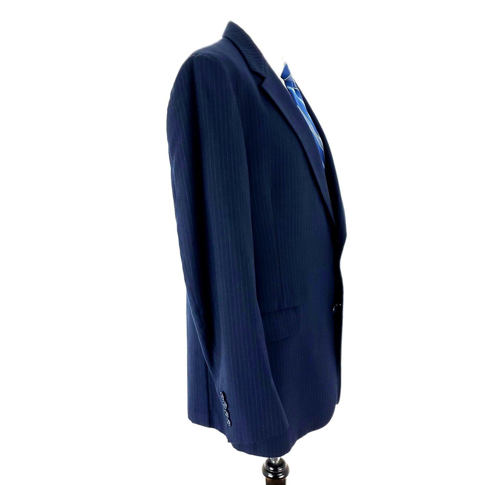 Hart Schaffner Marx Hart Schaffner Marx Wool 2 Button 2 Piece Suit 42L Blue Stri Size 42L - 7 Thumbnail