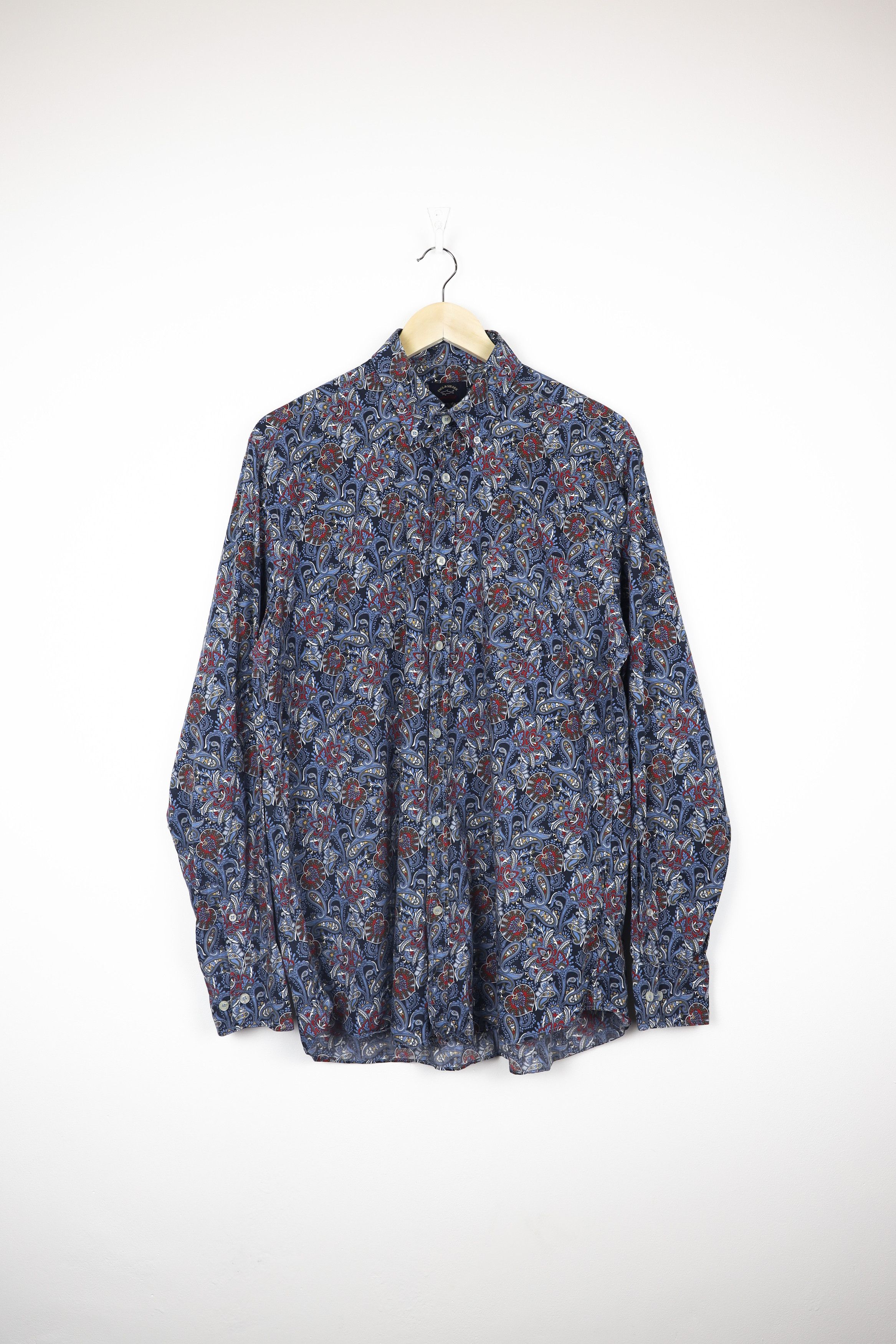 Paul & Shark Paul & Shark Navy Red Fancy Paisley Abstract Pattern Shirt Size US XL / EU 56 / 4 - 1 Thumbnail