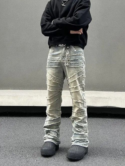 VIBE Embroidery Stacked Flare Denim Jeans Size US 34 / EU 50 - 4 Thumbnail