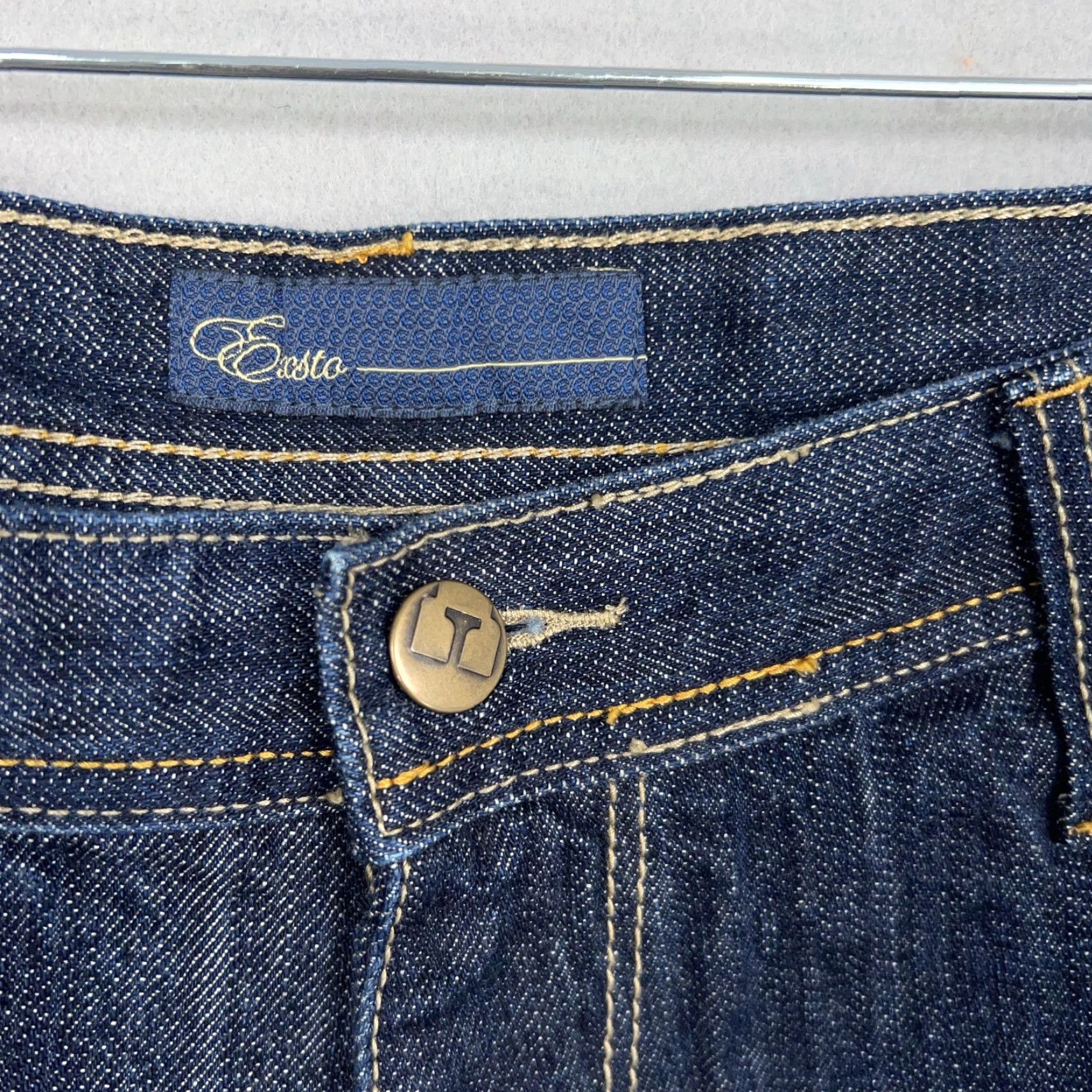 Denime Exsto Jeans Mens 36 Dark Wash Denim Straight Leg Baggy Logo Back Graphic Skater Size US 36 / EU 52 - 5 Thumbnail
