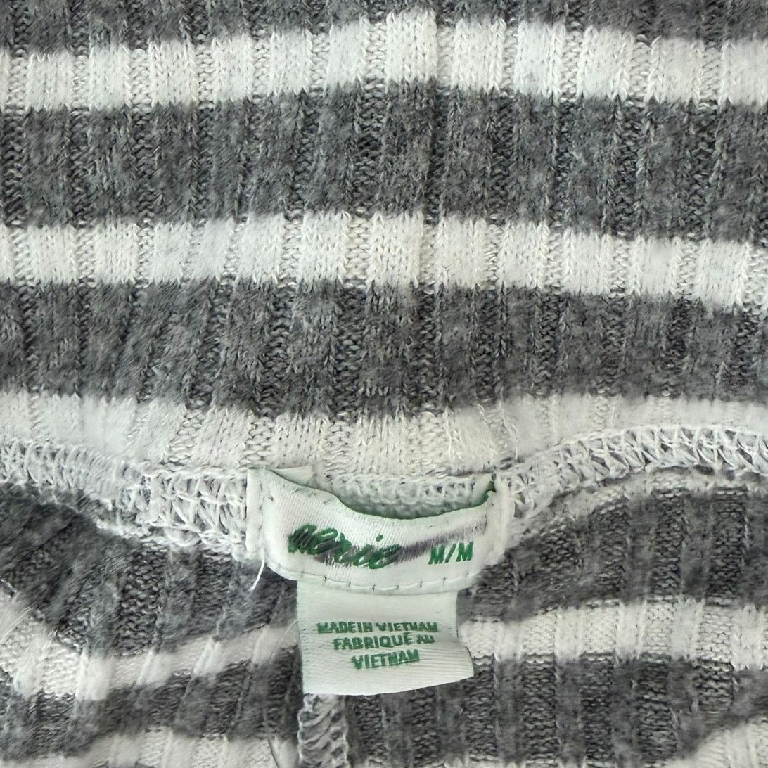 Other Aerie Gray White Stripped Ribbed Ruched Pants Sz M Size 30" / US 8 / IT 44 - 2 Thumbnail