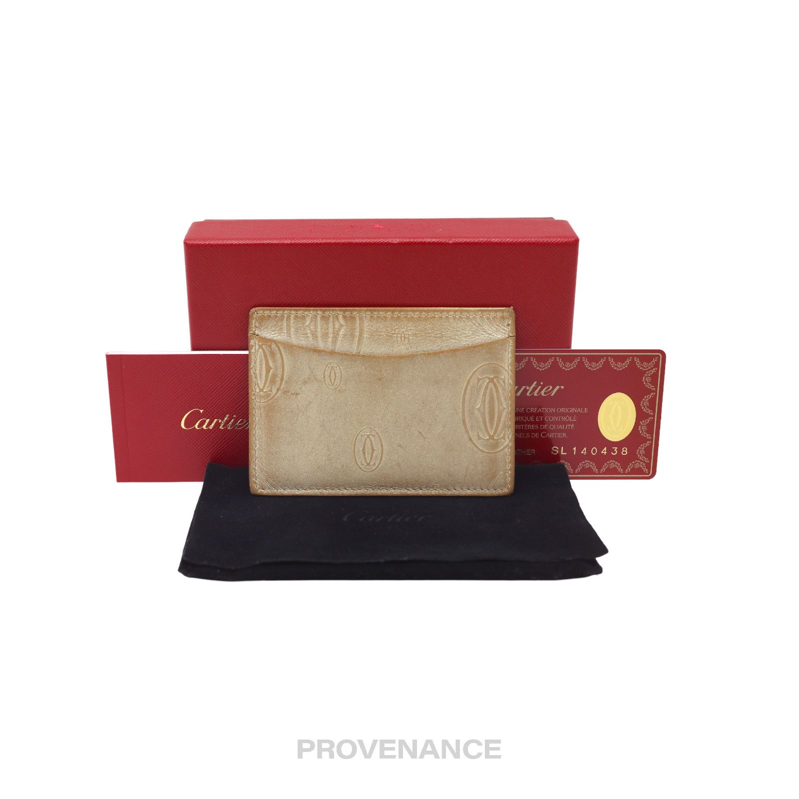 image of Cartier Card Holder Wallet - Champagne Gold Leather, Women's