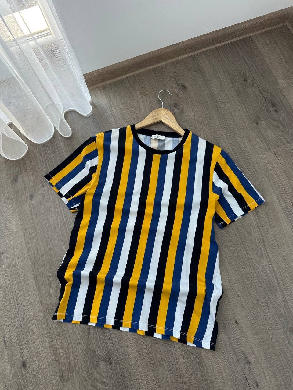 Sandro × Vintage Vintage Sandro Stripeded Yellow T-Shirt Size US S / EU 44-46 / 1 - 7 Thumbnail