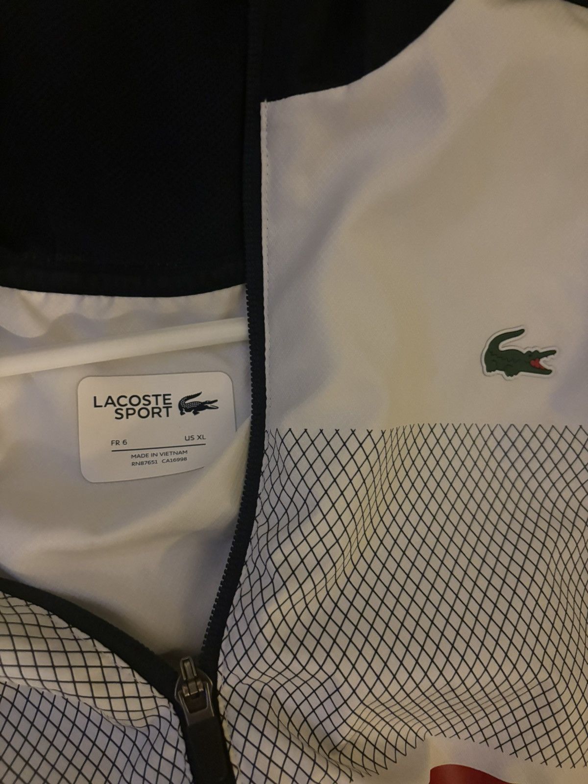 image of Lacoste Zip Up Hoodie Multi Color in White, Men's (Size XL)