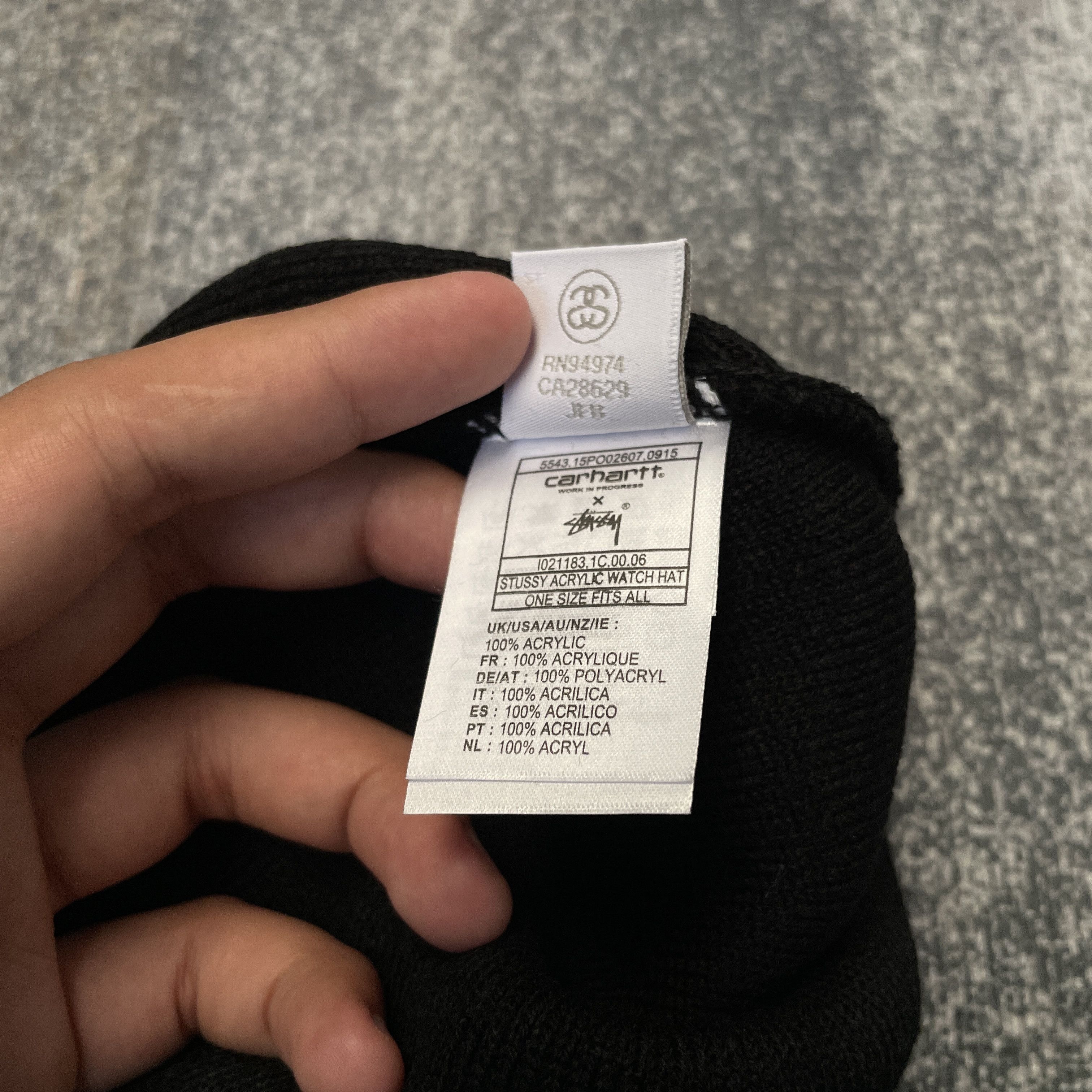 Stussy Stussy x Carhartt Wip Beanie Black OS Size ONE SIZE - 6 Thumbnail