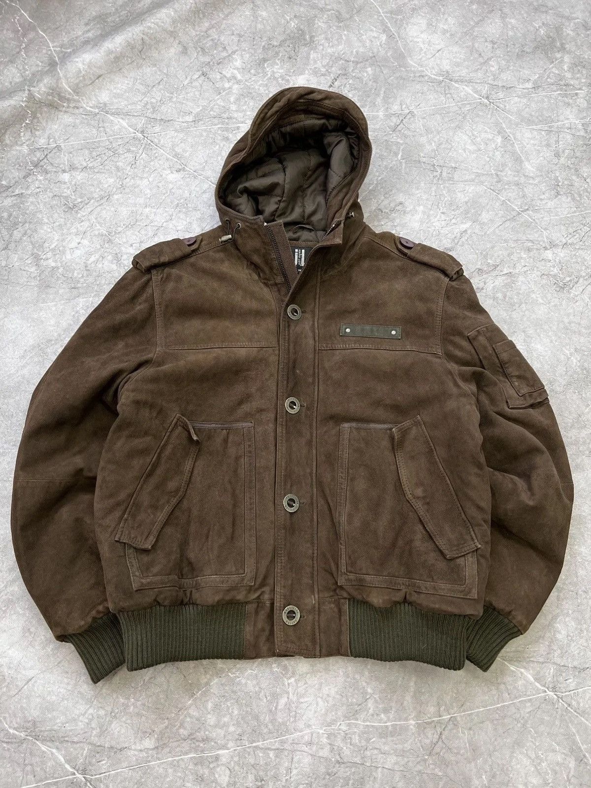 90s suede bomber leather jacket hood legrandebleu style