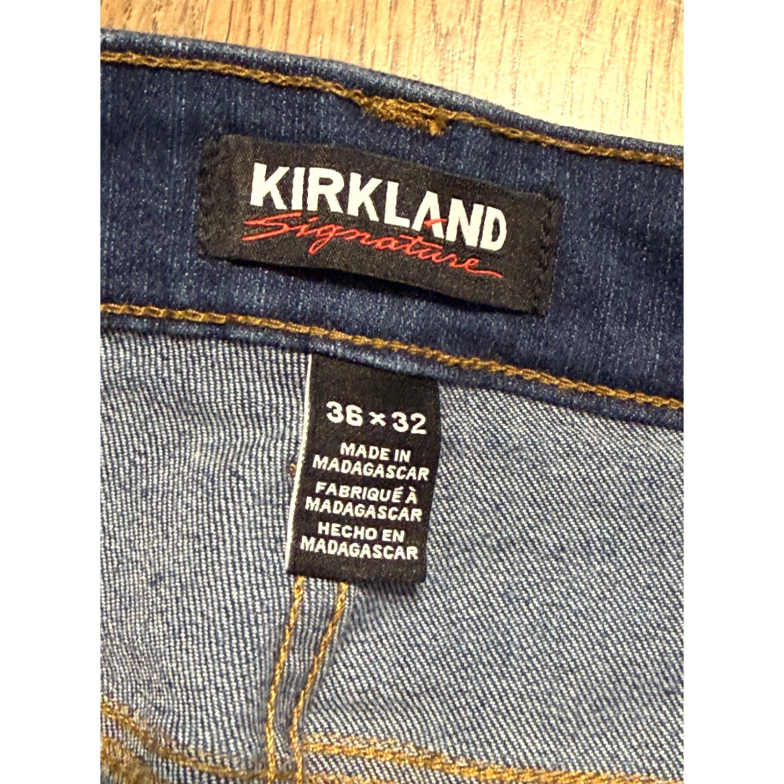 Vintage Kirkland Signature Jeans Men's 36x32 Blue Denim Straight Leg Dark Wash Pockets 5-Pocket Design Regular Inseam 32 Size US 36 / EU 52 - 5 Thumbnail