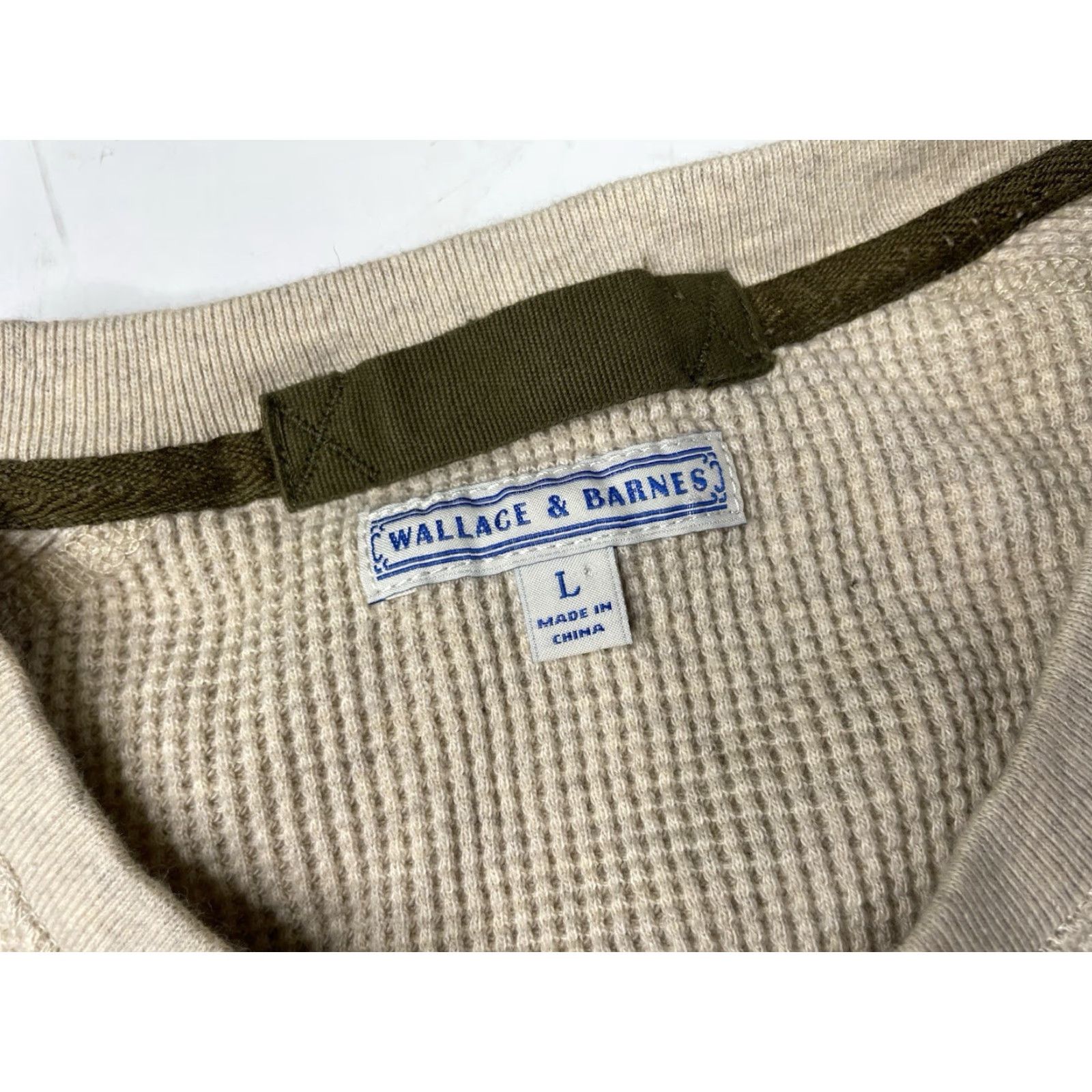 Wallace & Barnes VINTAGE Wallace & Barnes Thermal Henley Long Sleeve Waffle Shirt Beige L Men's Size US L / EU 52-54 / 3 - 3 Thumbnail