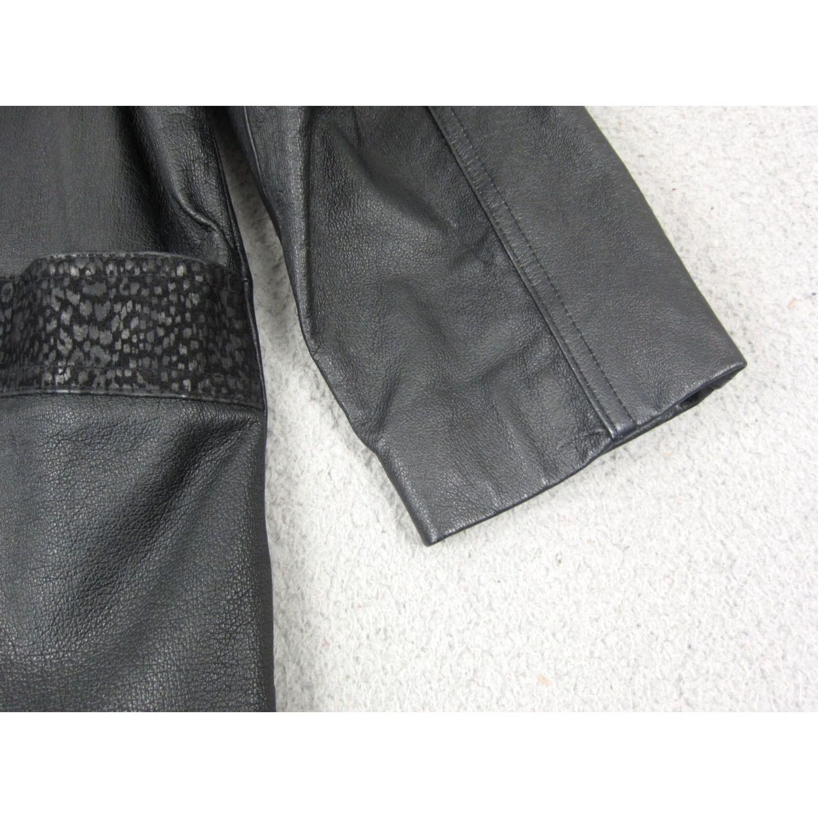 Preston & York VINTAGE Preston York Leather Trench Coat Jacket Womens Large Petite Black 80s 90s Size L / US 10 / IT 46 - 4 Thumbnail