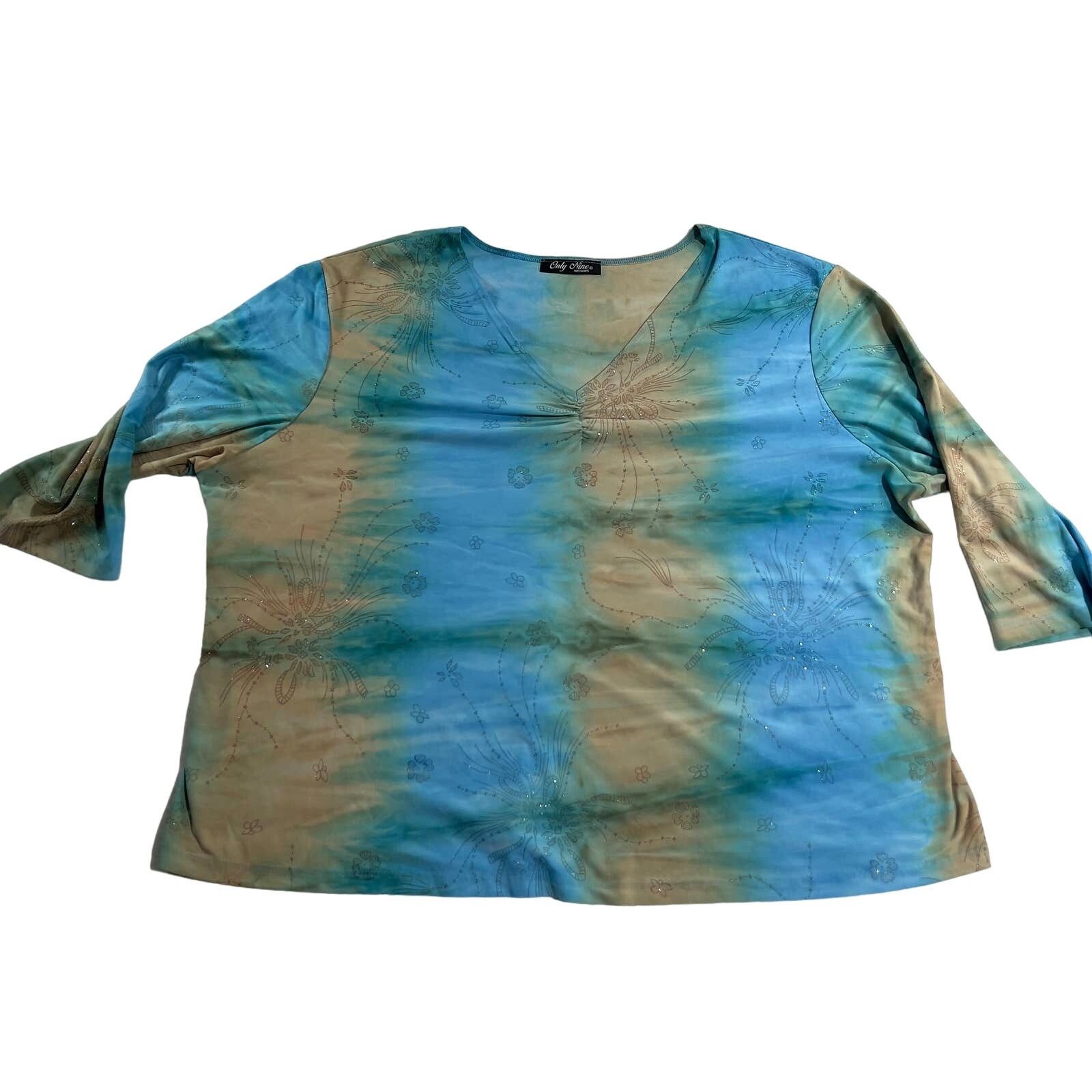 Other Only Nine Woman Top Metallic Thread Sparkle Floral Tye Dye Size L / US 10 / IT 46 - 1 Thumbnail