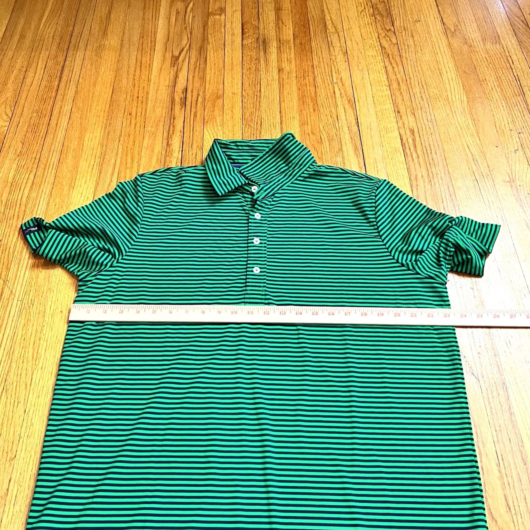 RLX Ralph Lauren RLX Ralph Lauren Polo Shirt Mens Large Performance Stripe Blue Green Golf Size US L / EU 52-54 / 3 - 6 Thumbnail