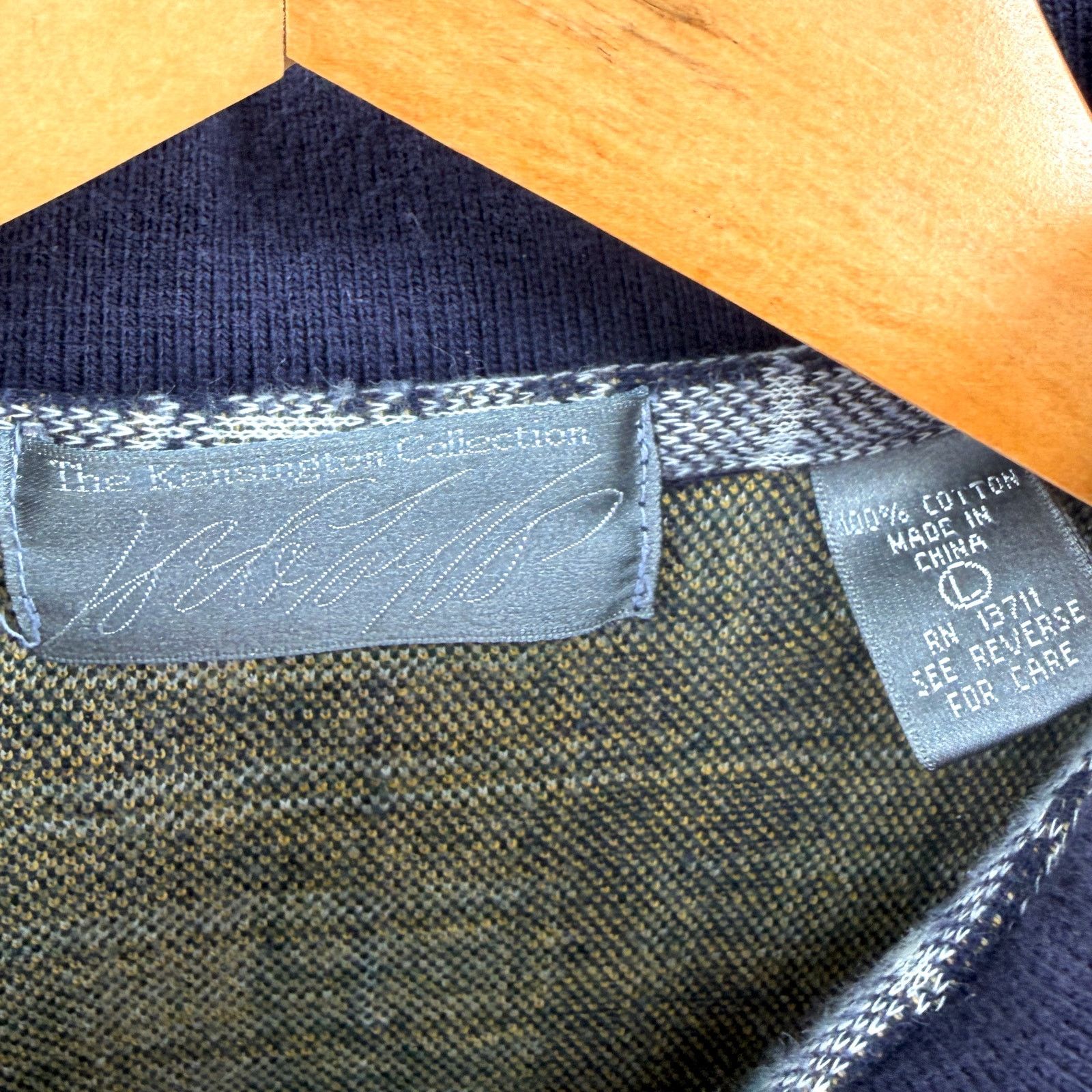 Lord & Taylor Vintage 90s 100% Cotton Blue Green Woven Knit Plaid Polo Size L / US 10 / IT 46 - 6 Thumbnail