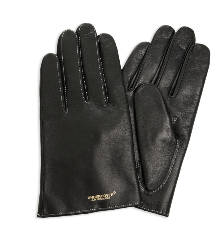 image of Aw23 Undercover Black Leather Gloves L, Men's