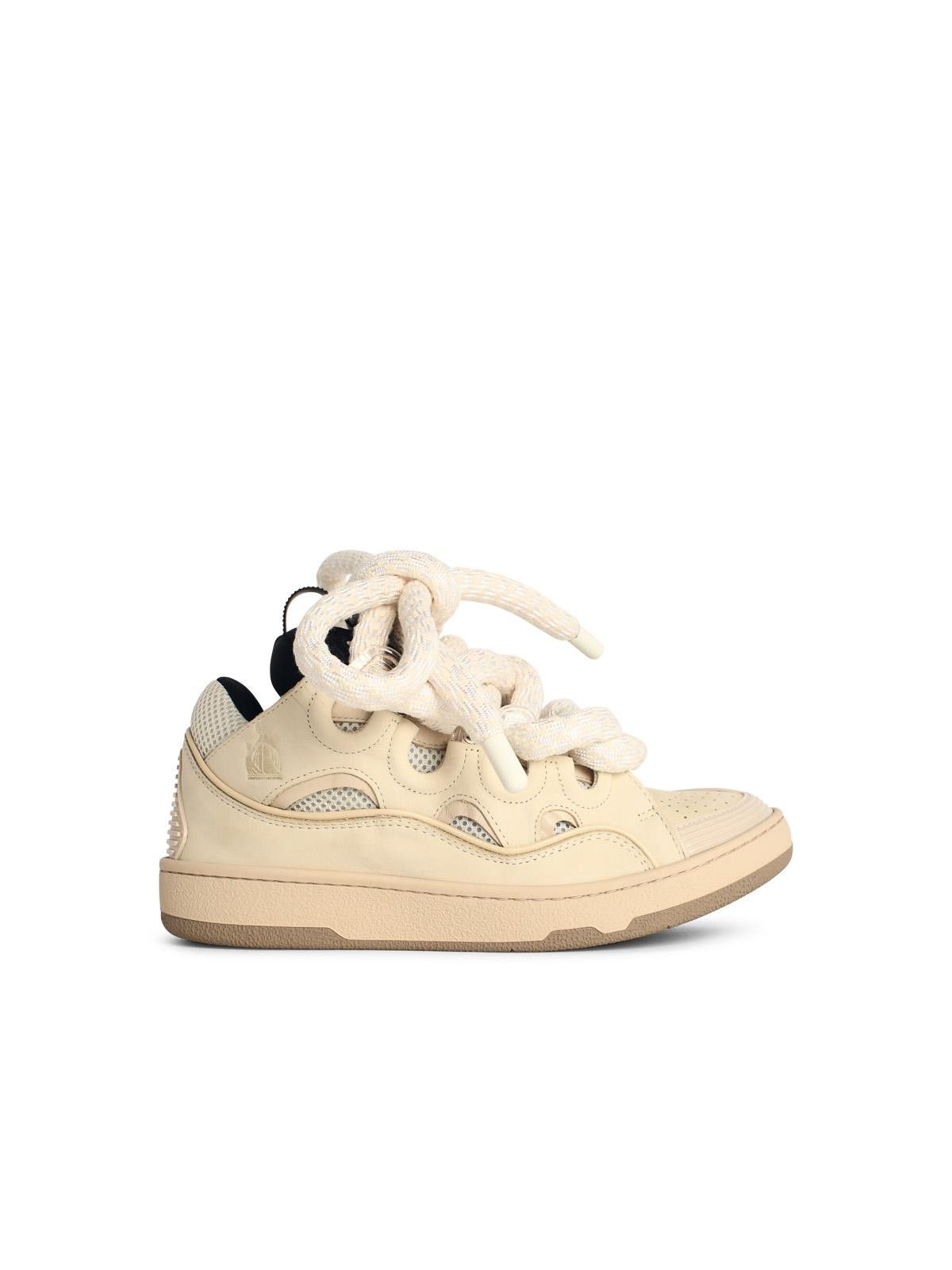 Lanvin LANVIN 'Curb' Beige Leather Blend Sneakers Size US 12 / EU 45 - 1 Thumbnail