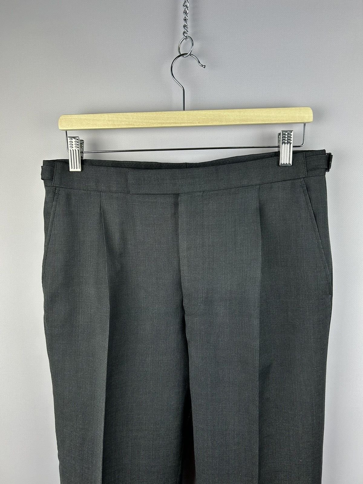 Designer × Ede & Ravenscroft Ede and Ravenscroft Flat Front Grey Pants 100% Wool W31 L32 Size US 31 - 2 Thumbnail