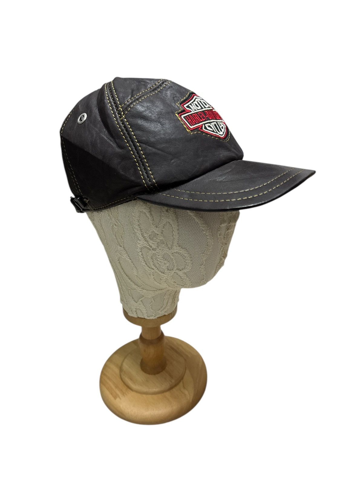 Harley Davidson × Vintage VINTAGE HARLEY DAVIDSON LEATHER ADJISTABLE CAP Size ONE SIZE - 3 Thumbnail