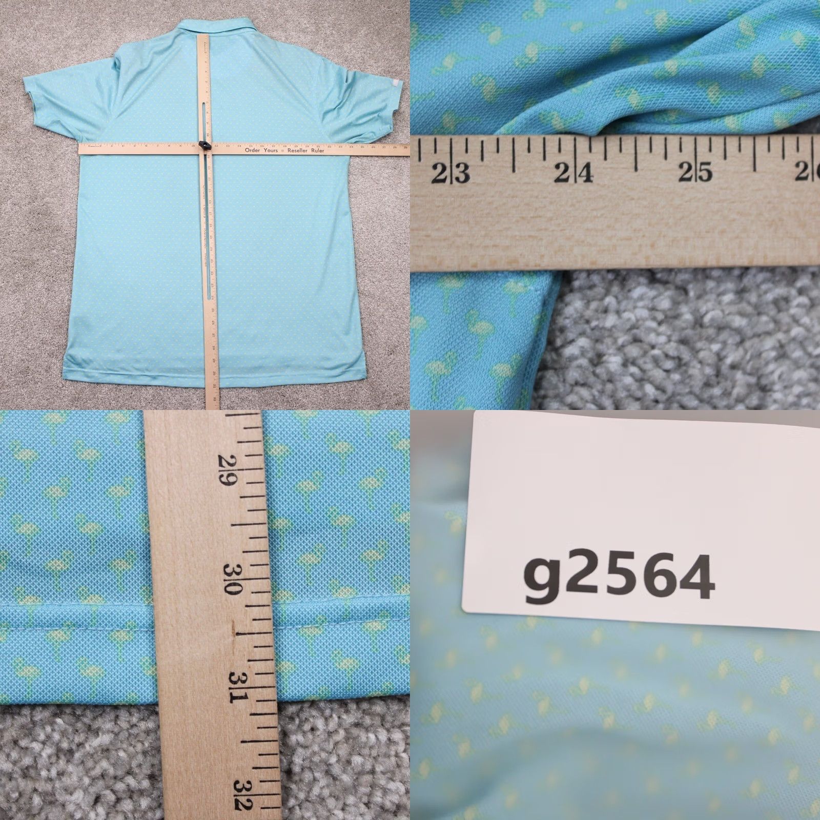 Vintage Straight Down Polo Shirt Mens Large Blue/Yellow Geometric S/S Golf Stretch Size US L / EU 52-54 / 3 - 8 Thumbnail