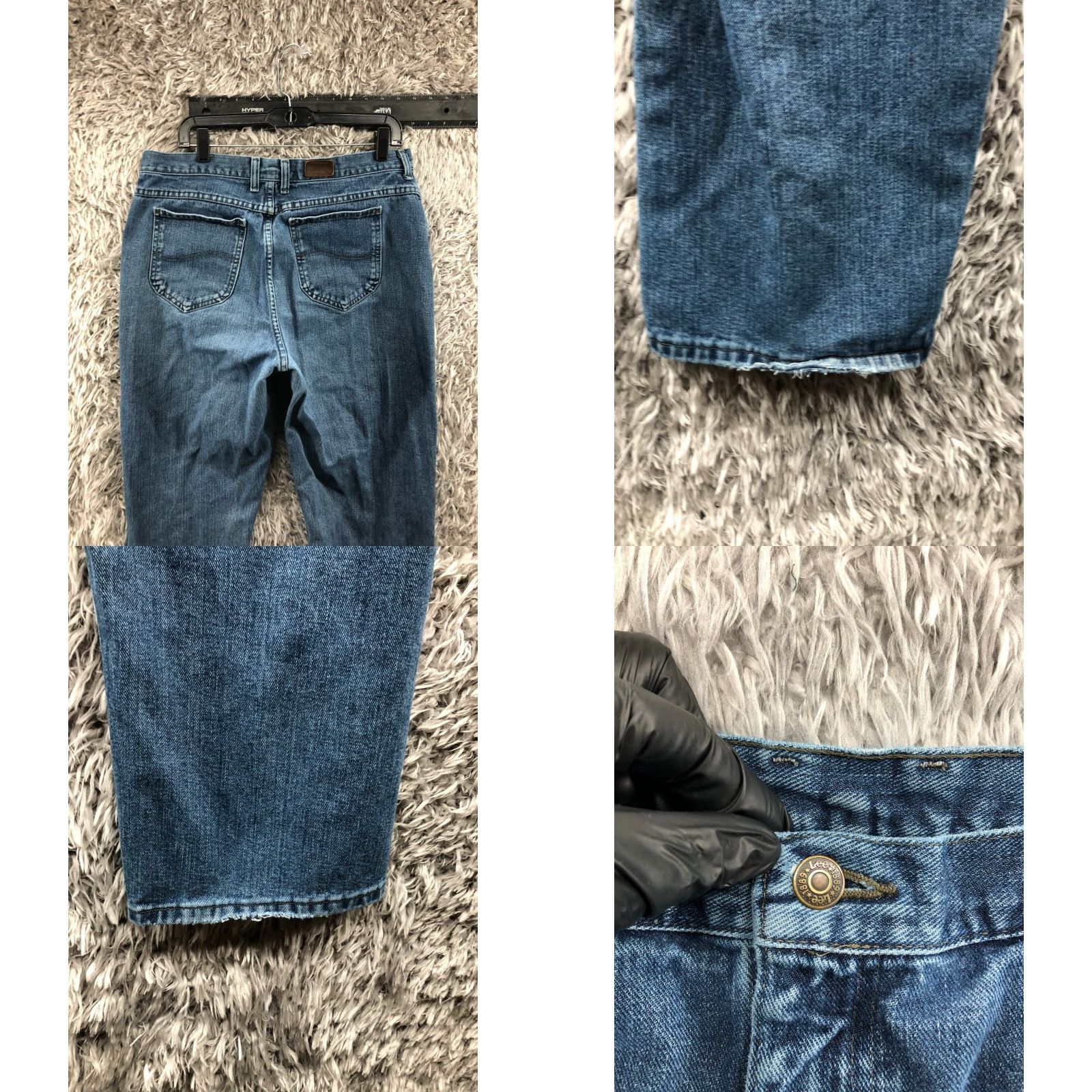Lee Lee Jeans Regular 14 Womens Medium Wash Blue High Rise Straight Denim 5-Pocket Classic Fit Womens Jeans - Blue 30in Inseam Belt Loops Cotton Size 36" / US 14 / IT 50 - 8 Thumbnail