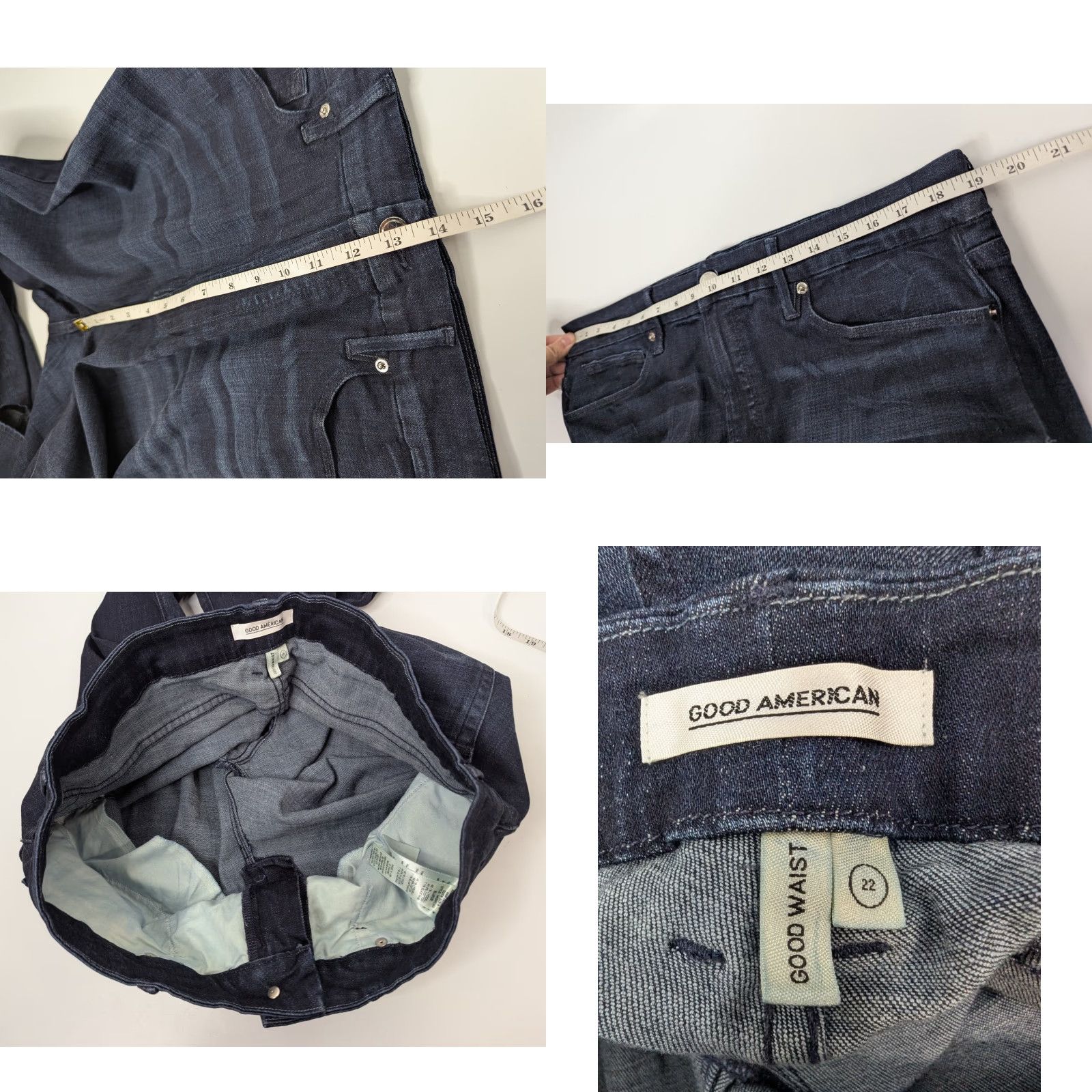 Good American Good American Dark Wash Good Waist High Rise Stretch Denim Jeans Sz 22 GAGWC103 Size 40" / US 18 - 8 Thumbnail