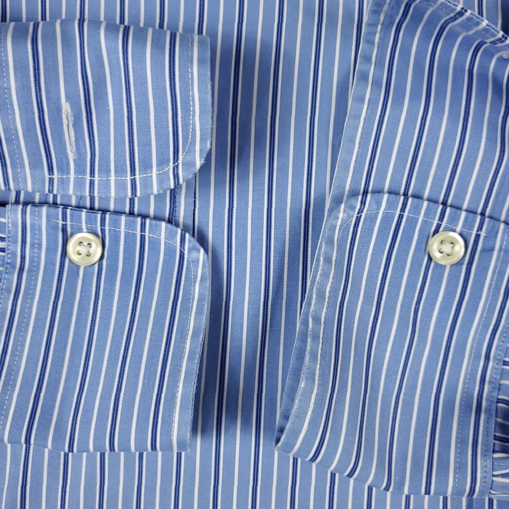 Ralph Lauren Ralph Lauren Dress Shirt Mens 17.5 Blue Striped Button Up Long Sleeve Non-Iron Casual Business Classic Mens Size 17.5 Blue Size 46R - 3 Thumbnail