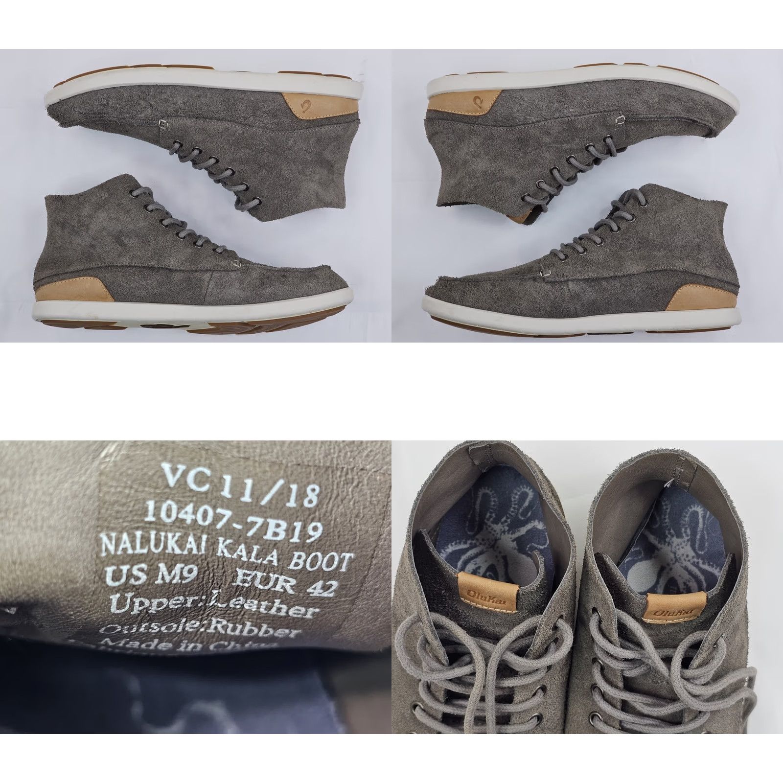 Olukai Olukai Nalukai Kala Nubuck Leather Chukka Boots Men 9 Gray Mid Top Lace Up Shoes Brown? Size US M / EU 48-50 / 2 - 8 Thumbnail