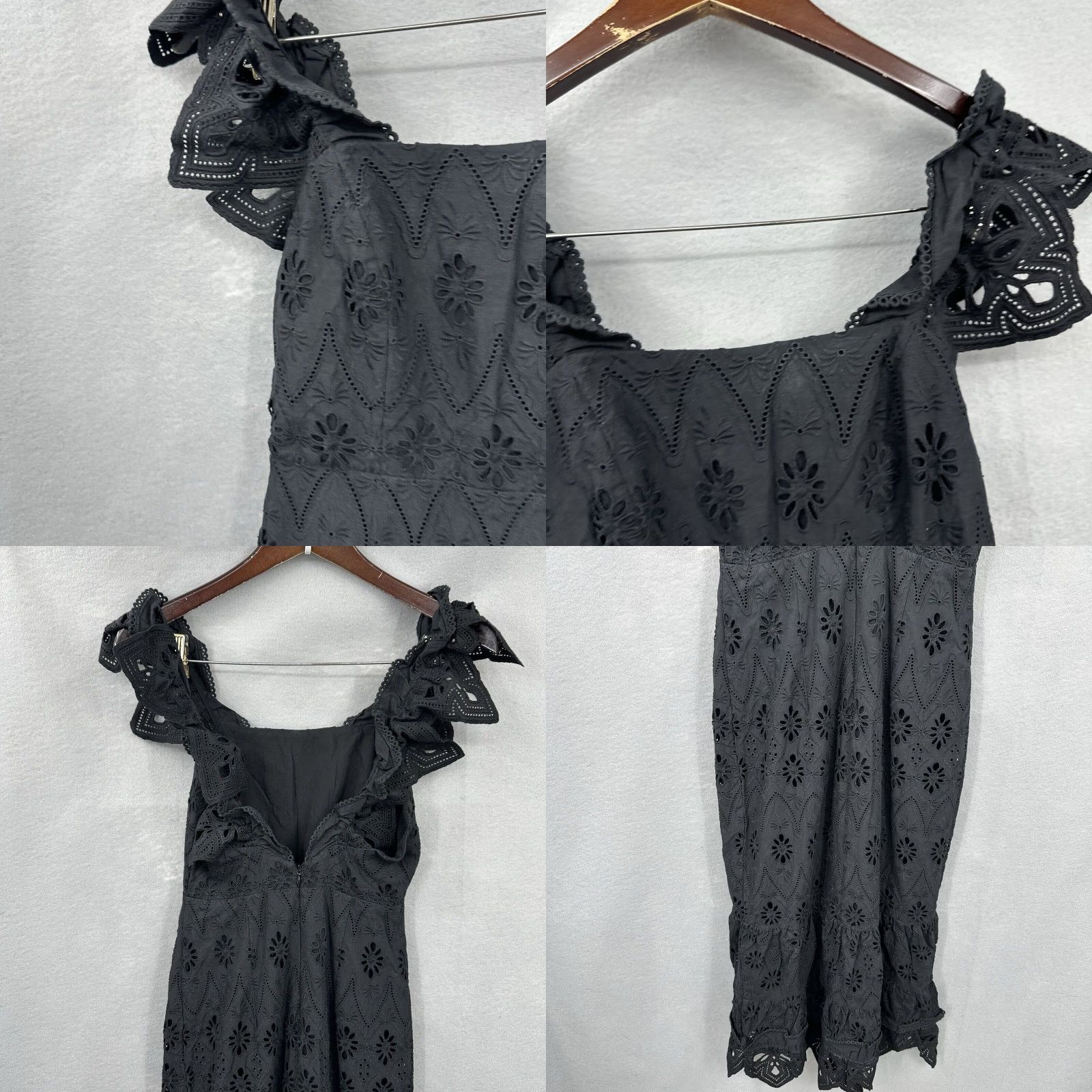 Shona Joy VINTAGE Shona Joy Black Lace Ruffle Midi Dress Women 2 Bohemian Party Summer Spring Fall Size XS / US 0-2 / IT 36-38 - 8 Thumbnail