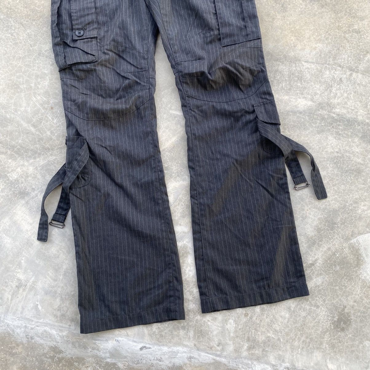Tete Homme TETE HOMME Hickory Stripe Cargo Flare Pants Size US 32 / EU 48 - 6 Thumbnail