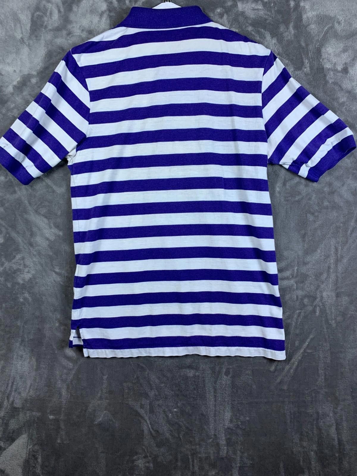 Designer Vintage Brittania 80s,90s SS Polo White w Navy Striped (240) Size US L / EU 52-54 / 3 - 2 Thumbnail