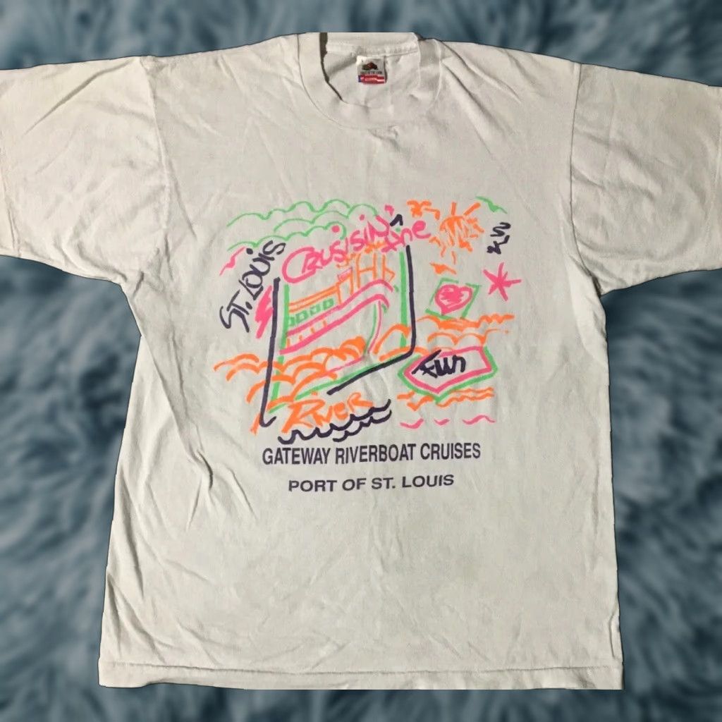 Vintage VINTAGE St Louis Cruisin Shirt M White 90s Surf Sailing Nautical Beach 80s Vaporwave Abstract Mens T-Shirt Size US M / EU 48-50 / 2 - 1 Thumbnail
