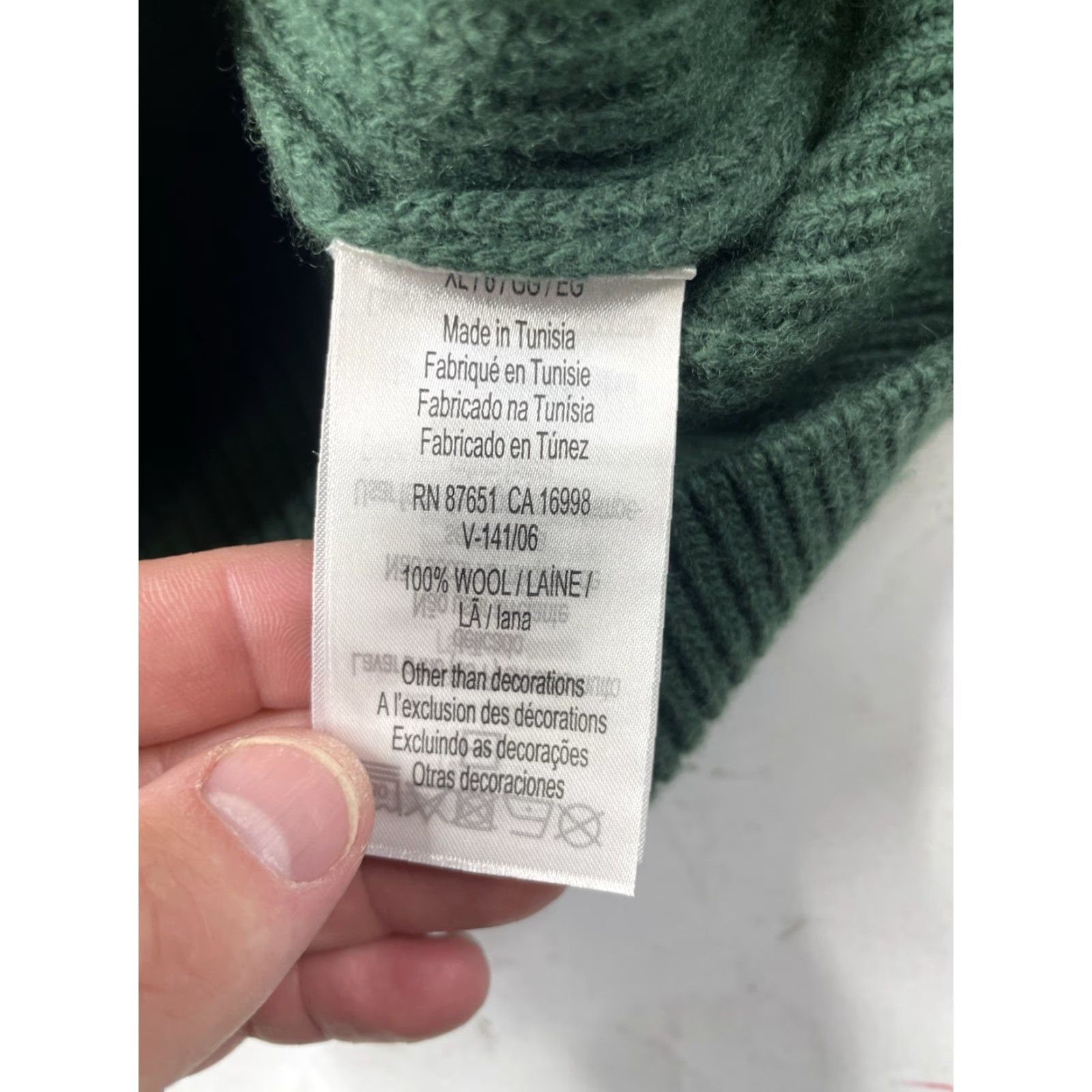 Lacoste Lacoste Mens Wool V-Neck Pullover Sweater Green XL Size US XL / EU 56 / 4 - 7 Thumbnail