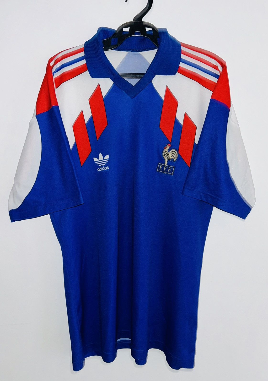 image of Adidas x Soccer Jersey France 1990 Home Jersey in Blue, Men's (Size Large)