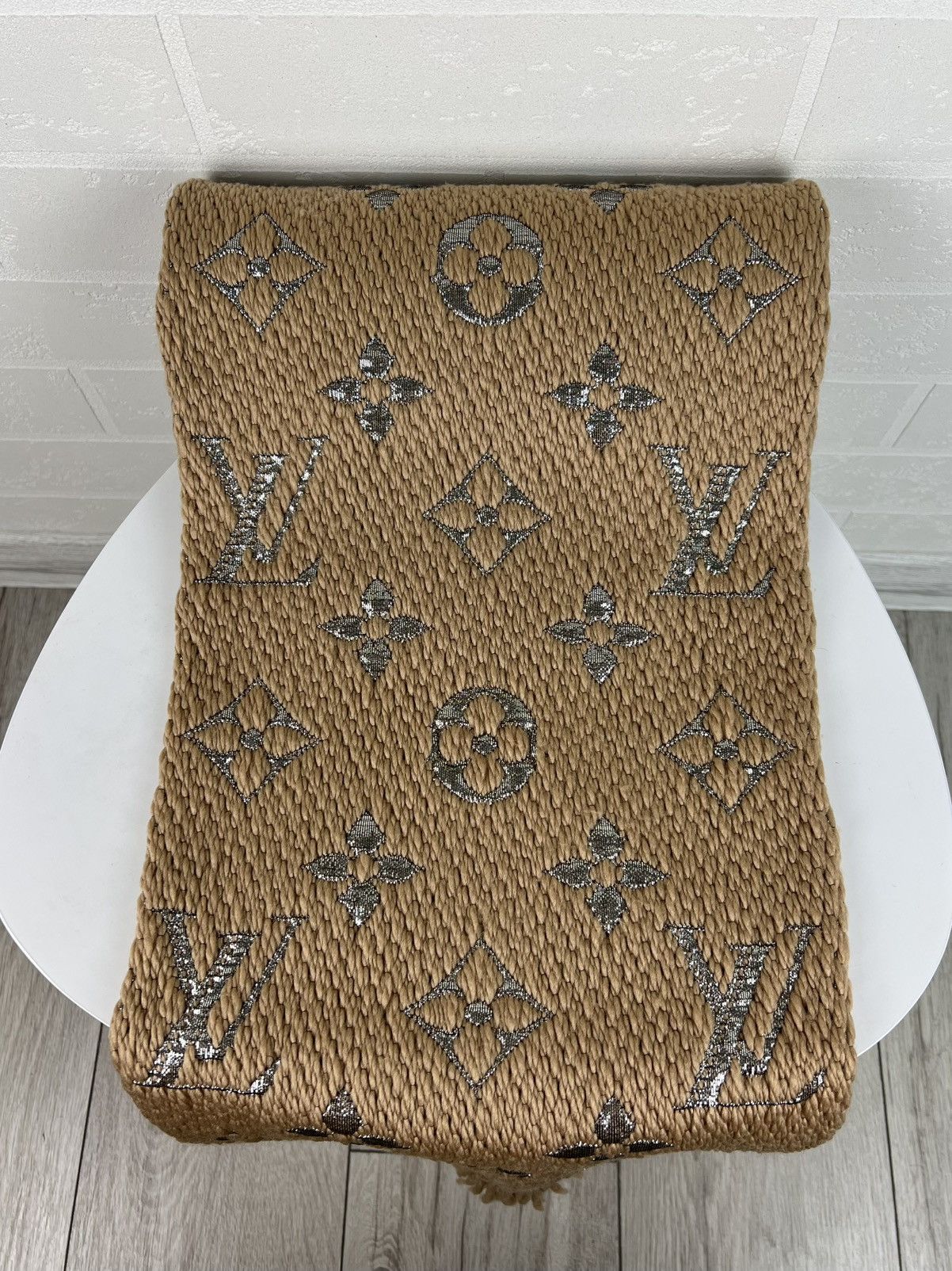 Louis Vuitton LOUIS VUITTON Scarf Echarpe LV Logomania Monogram Wool Silk Size ONE SIZE - 13 Thumbnail