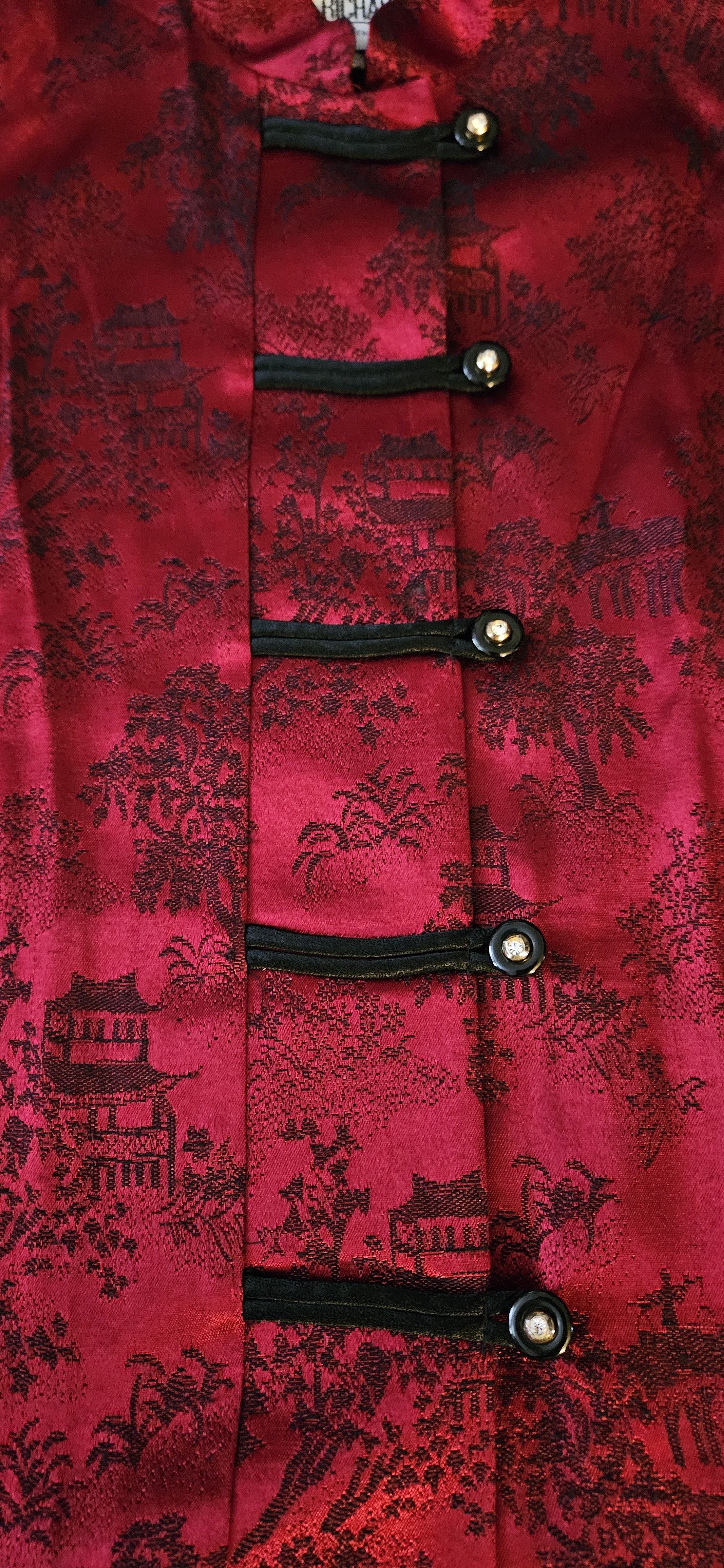 Other R & M Richards by Karen Kwong red & black satin tunic Size L / US 10 / IT 46 - 3 Thumbnail