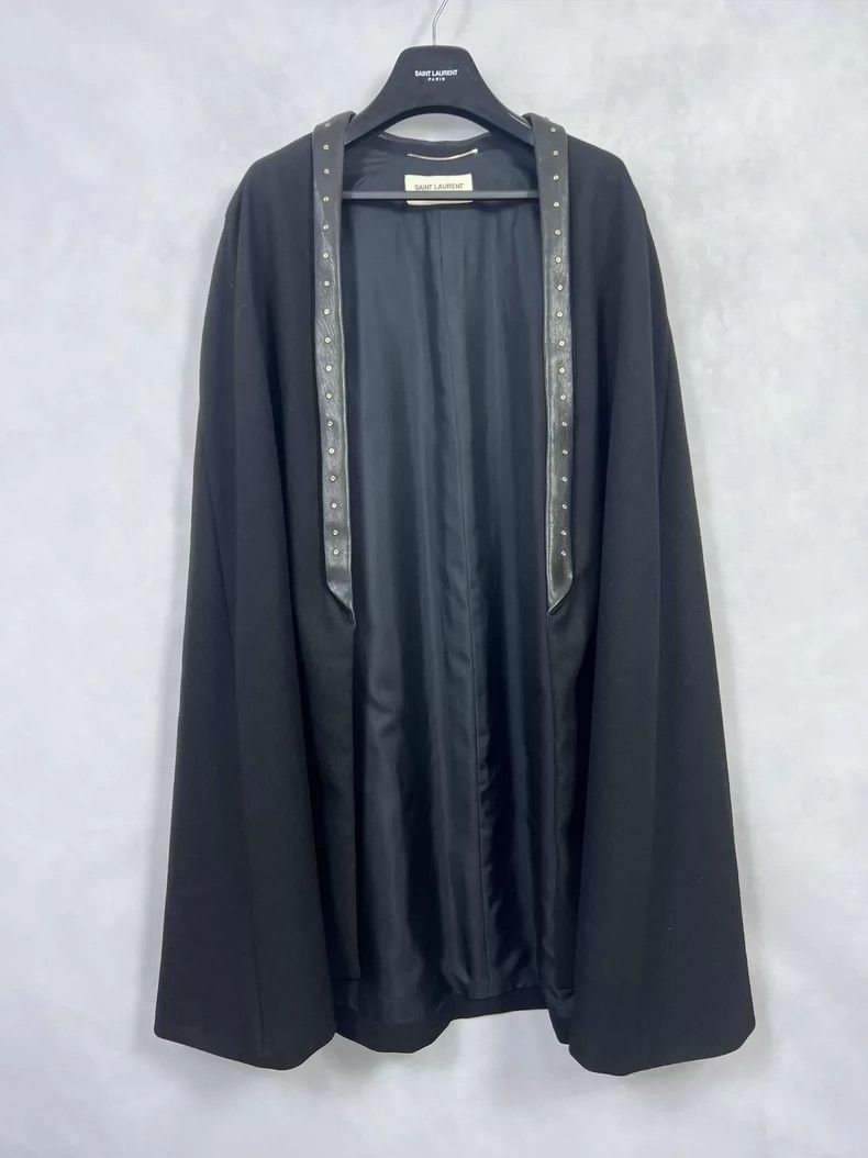 【関税・送料込み】SAINT LAURENT CAPES BLACK RAINY CAPE Yves Saint Laurent YSL Rive Gauche 70s Black Cape Hood Scarf